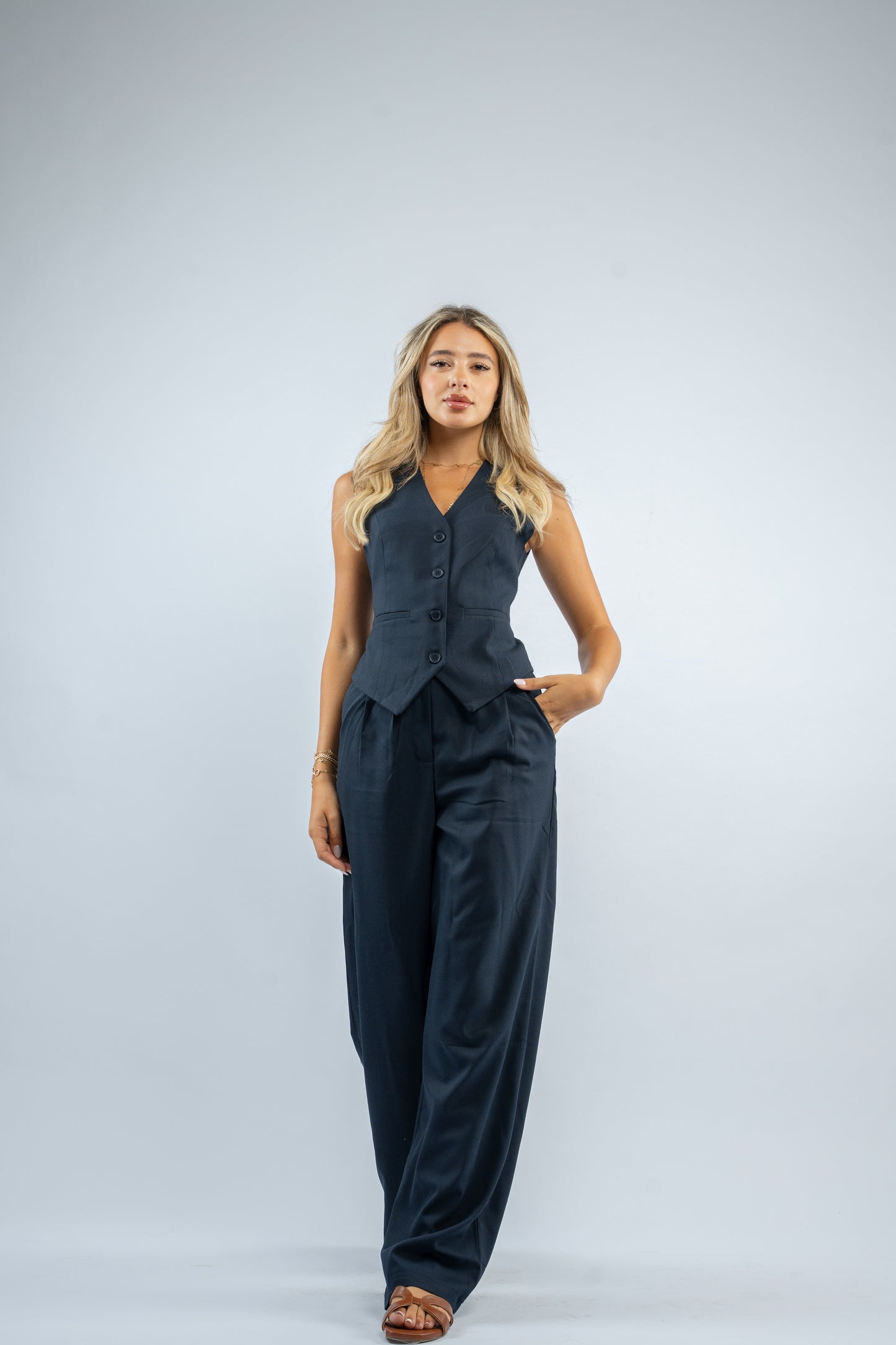 Belted co-ord vest set