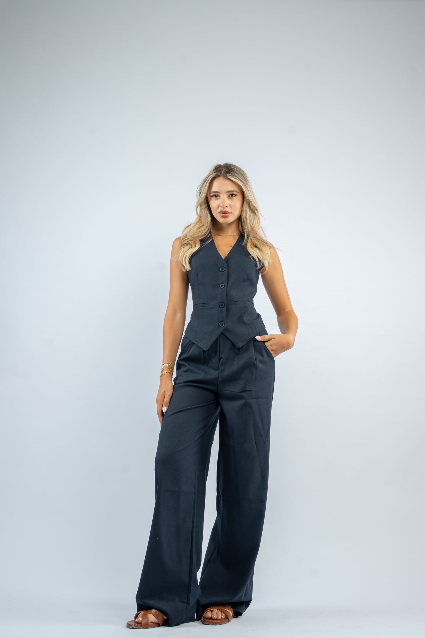 Belted co-ord vest set