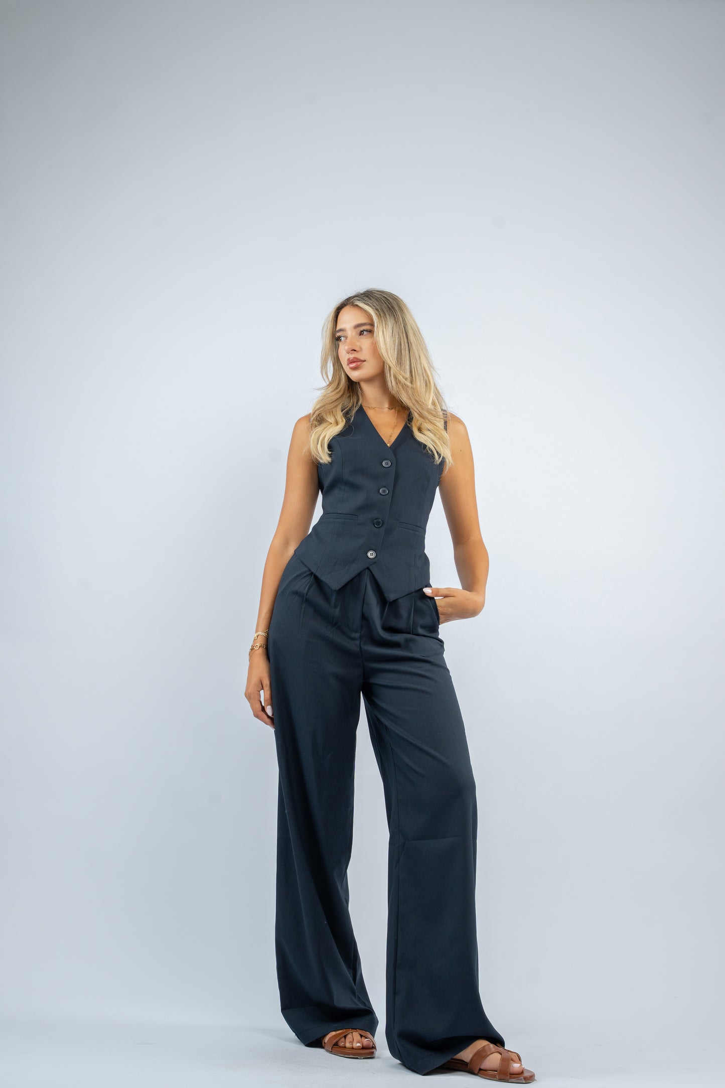 Belted co-ord vest set