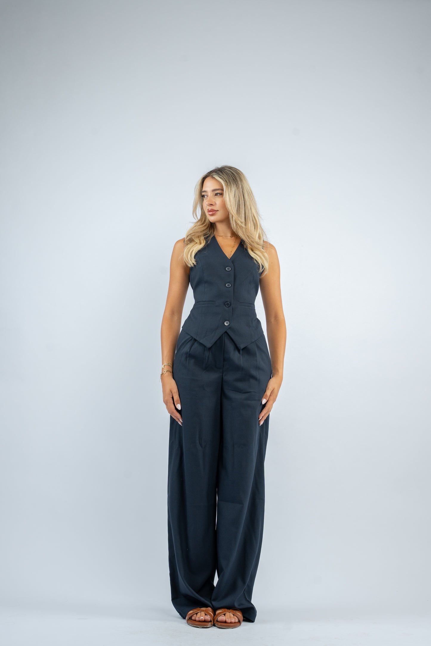 Belted co-ord vest set