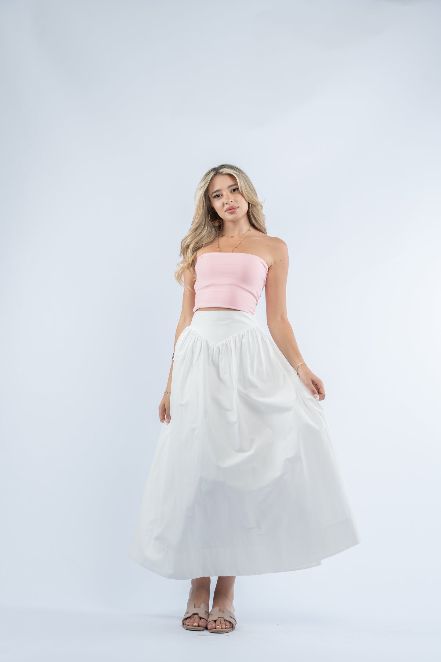 White midi skirt