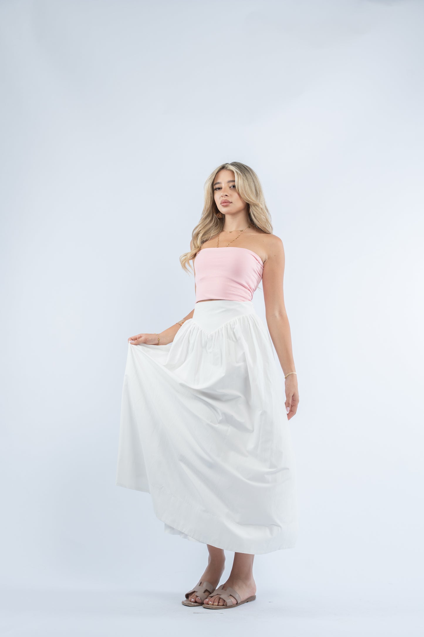 White midi skirt