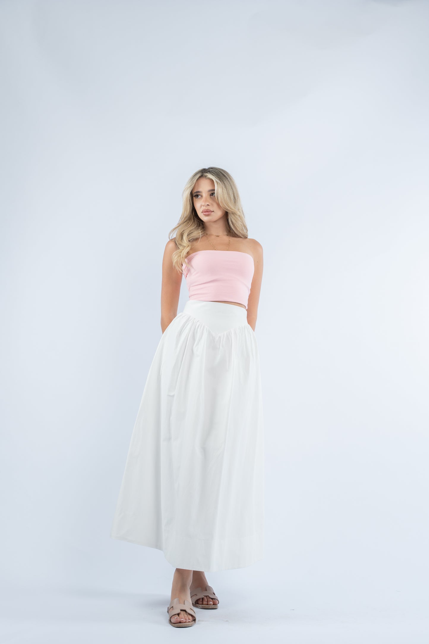 White midi skirt