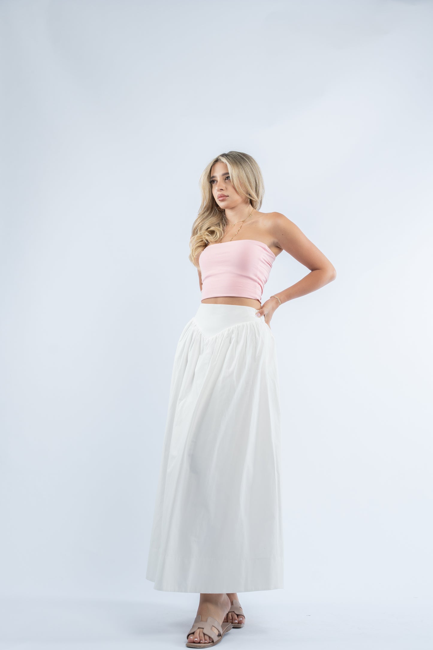 White midi skirt