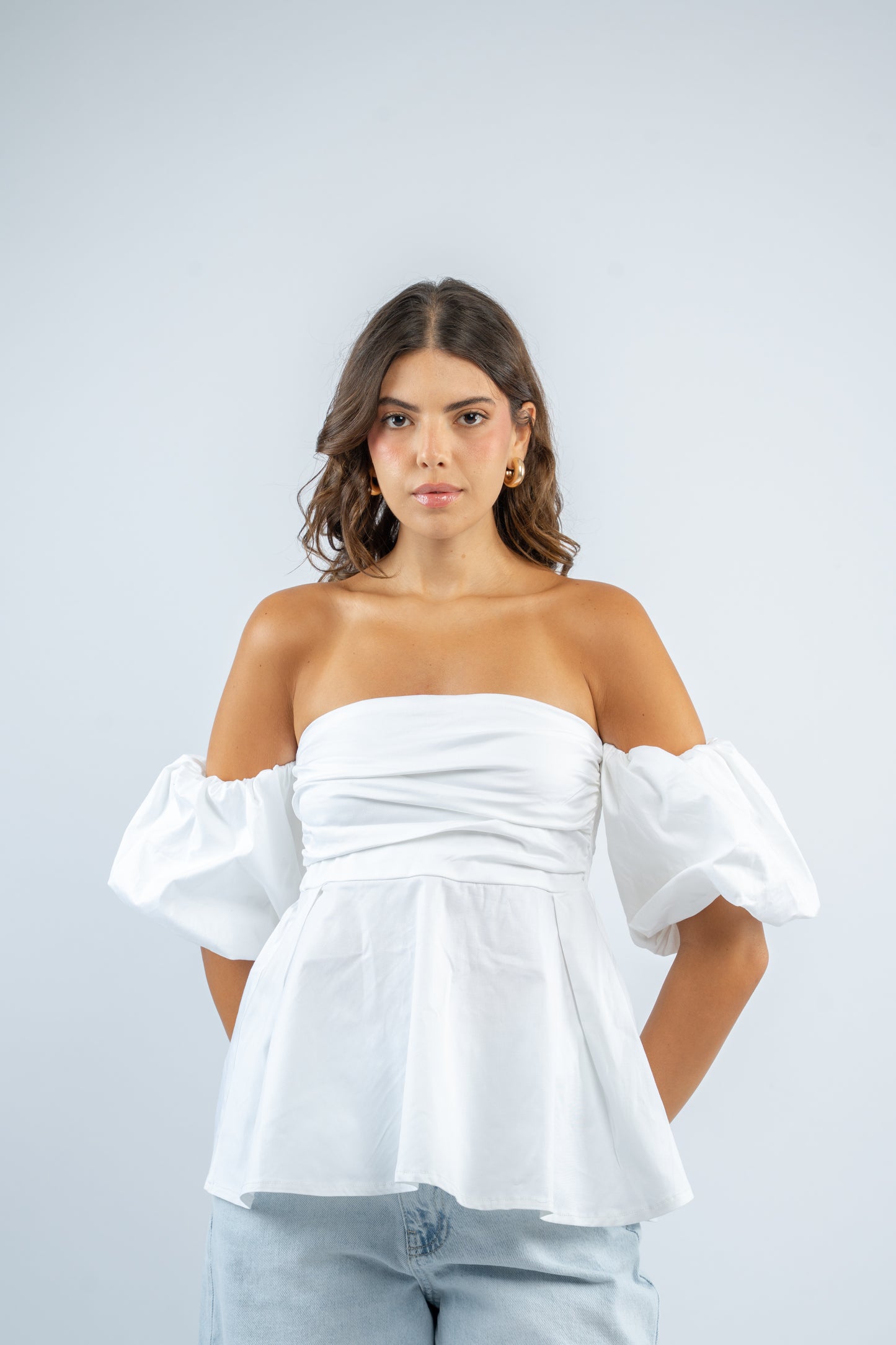 Puff sleeve peplum top