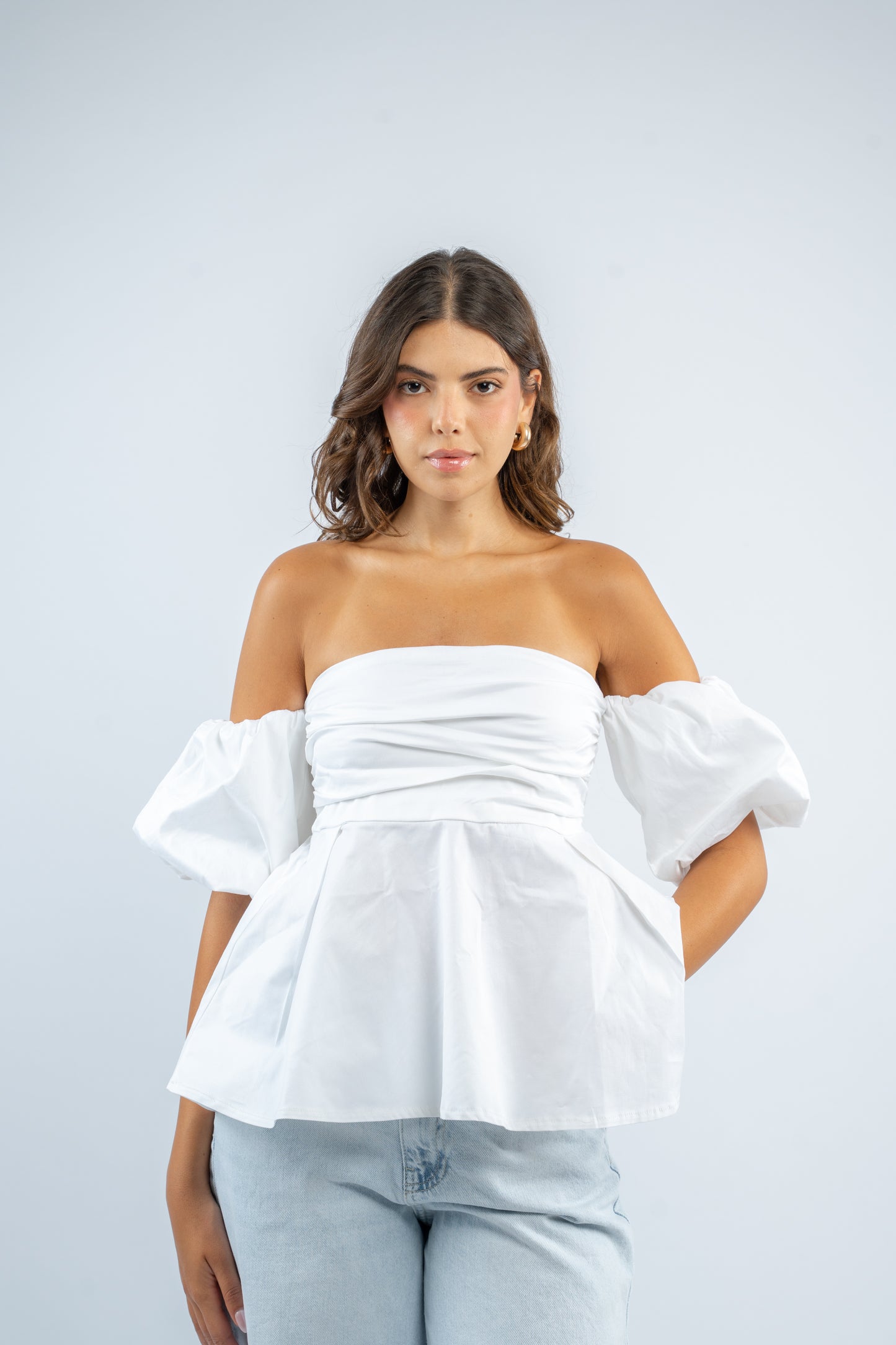 Puff sleeve peplum top