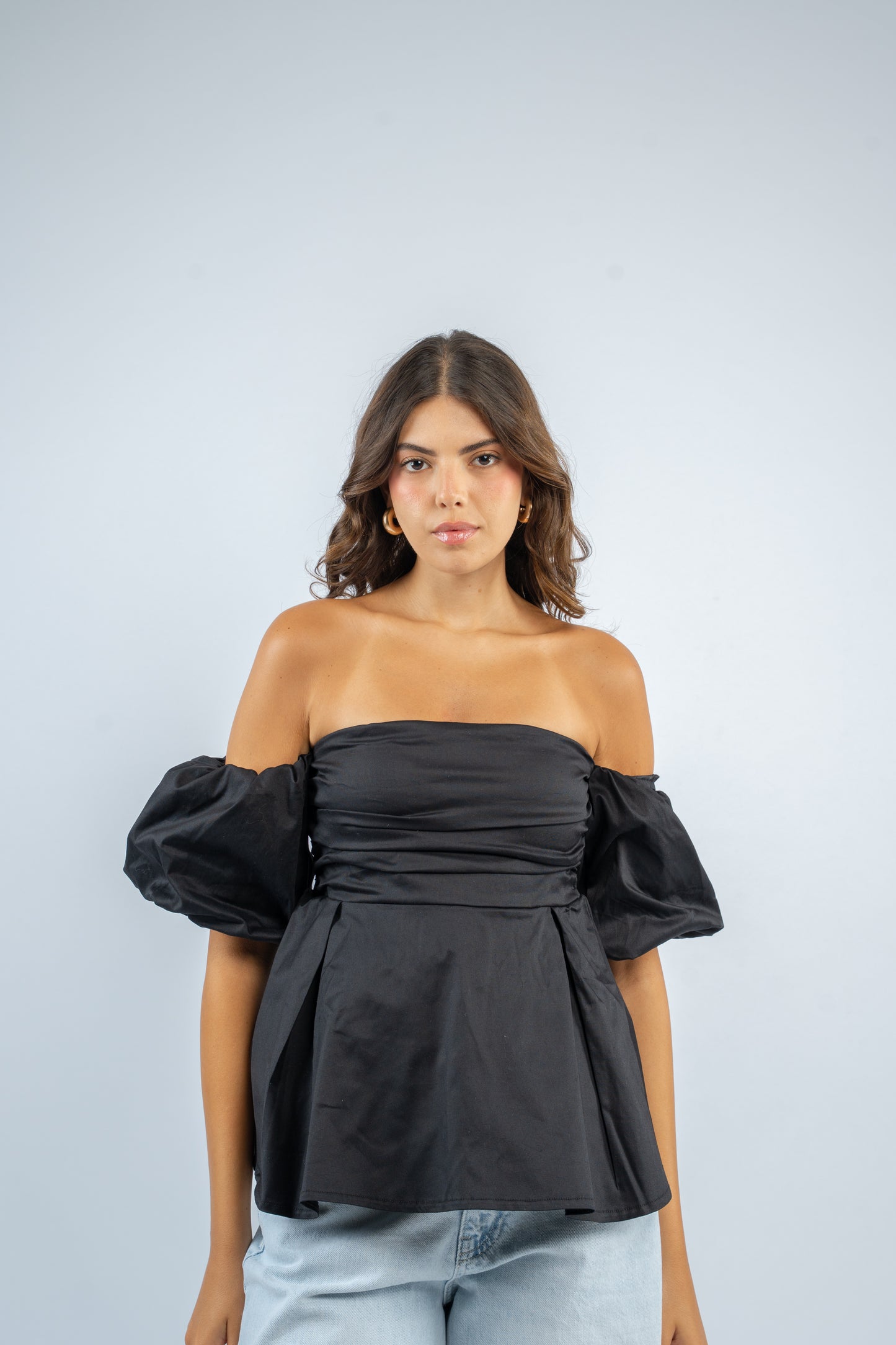 Puff sleeve peplum top