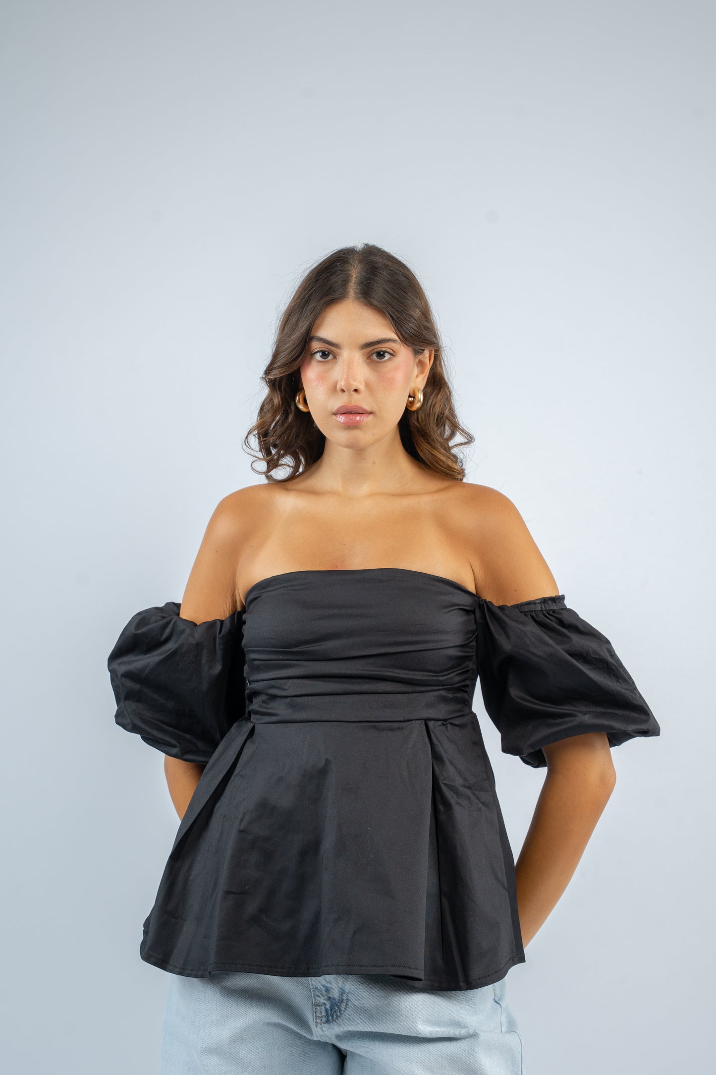 Puff sleeve peplum top