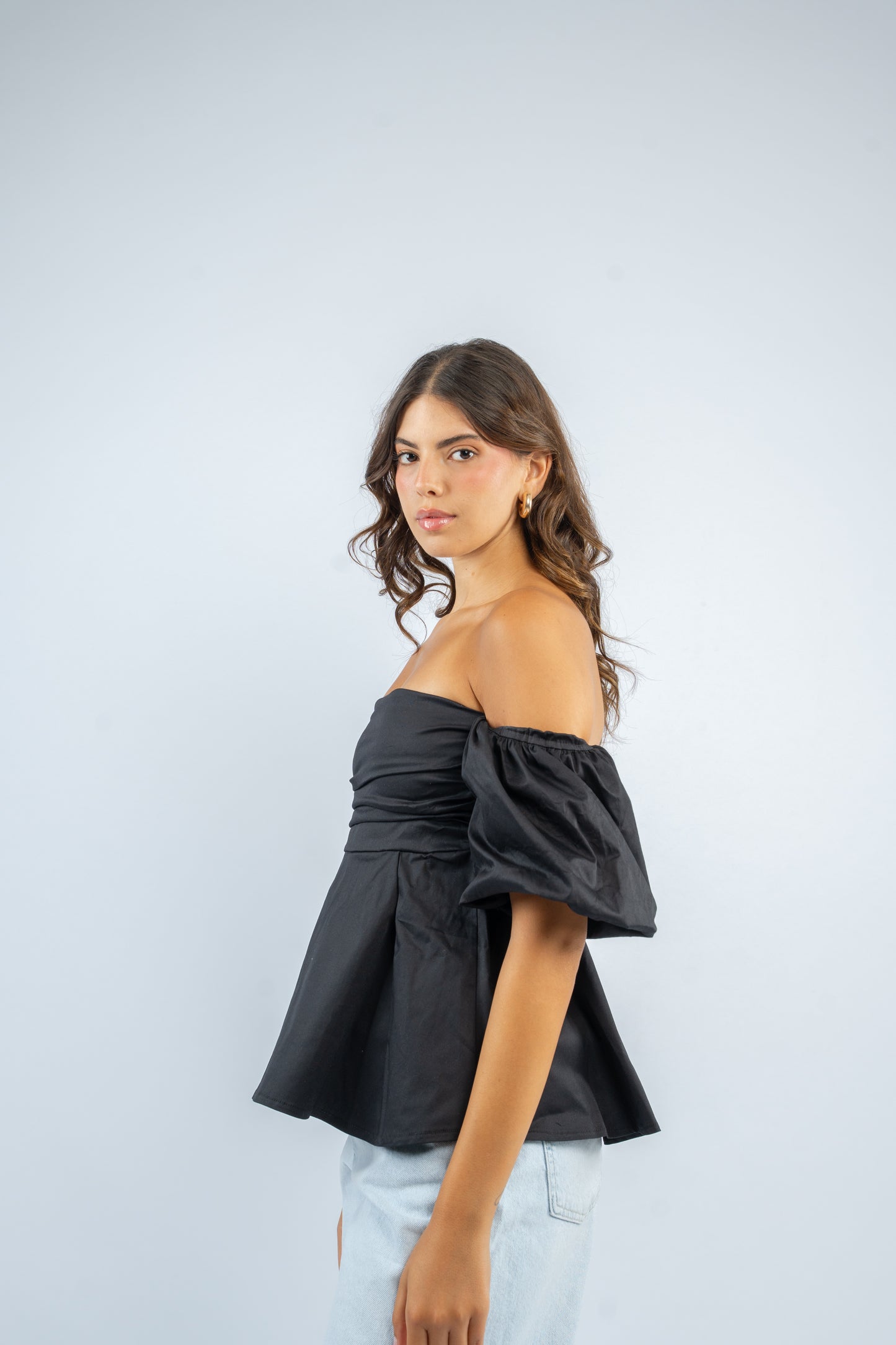 Puff sleeve peplum top