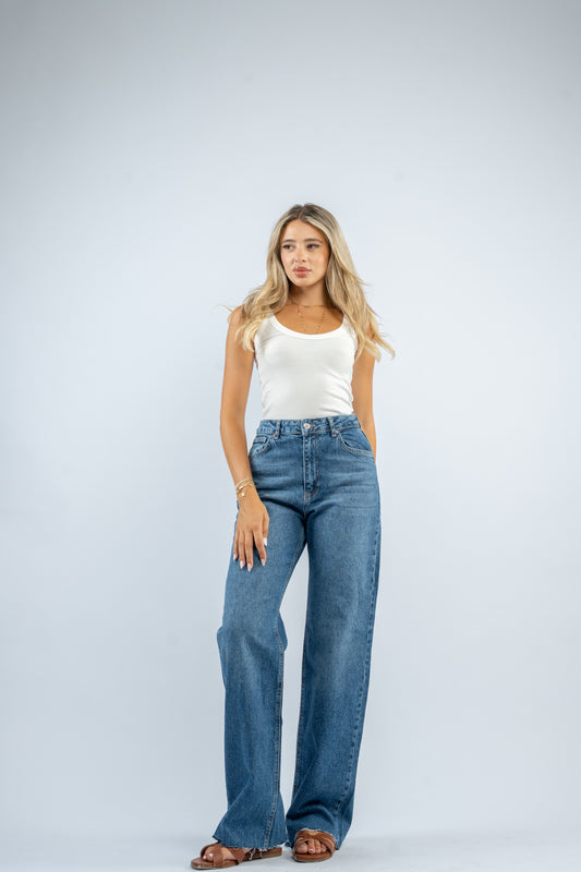 Dark blue straight jeans