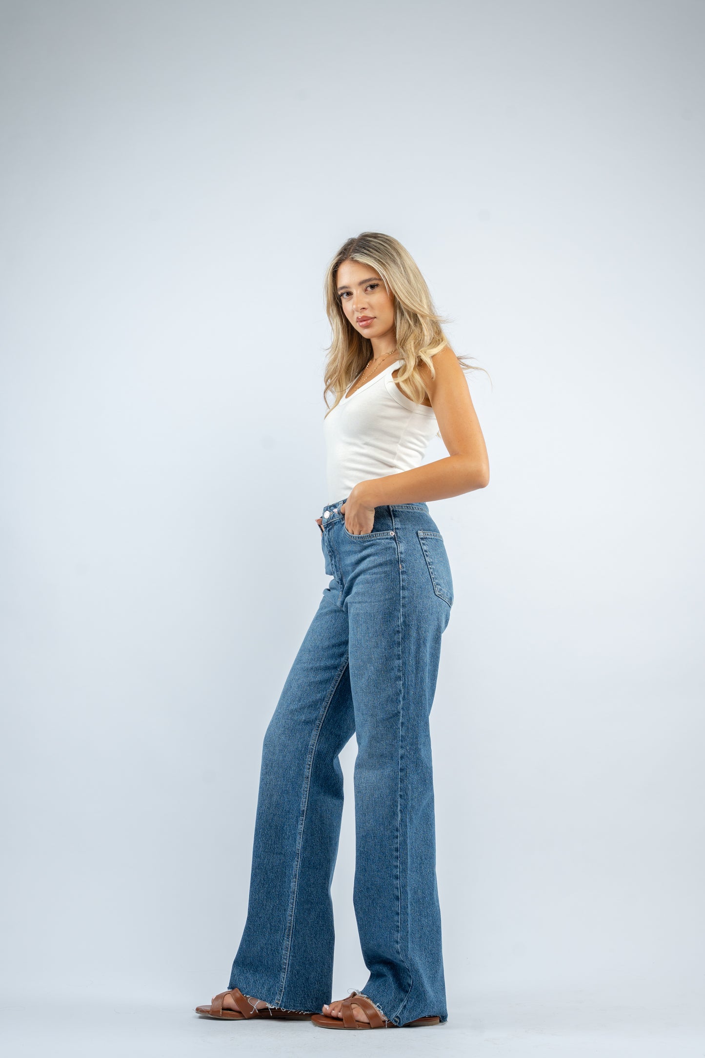 Dark blue straight jeans