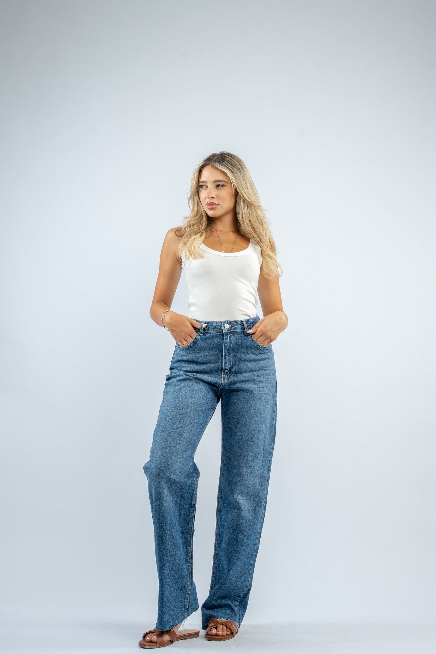 Dark blue straight jeans