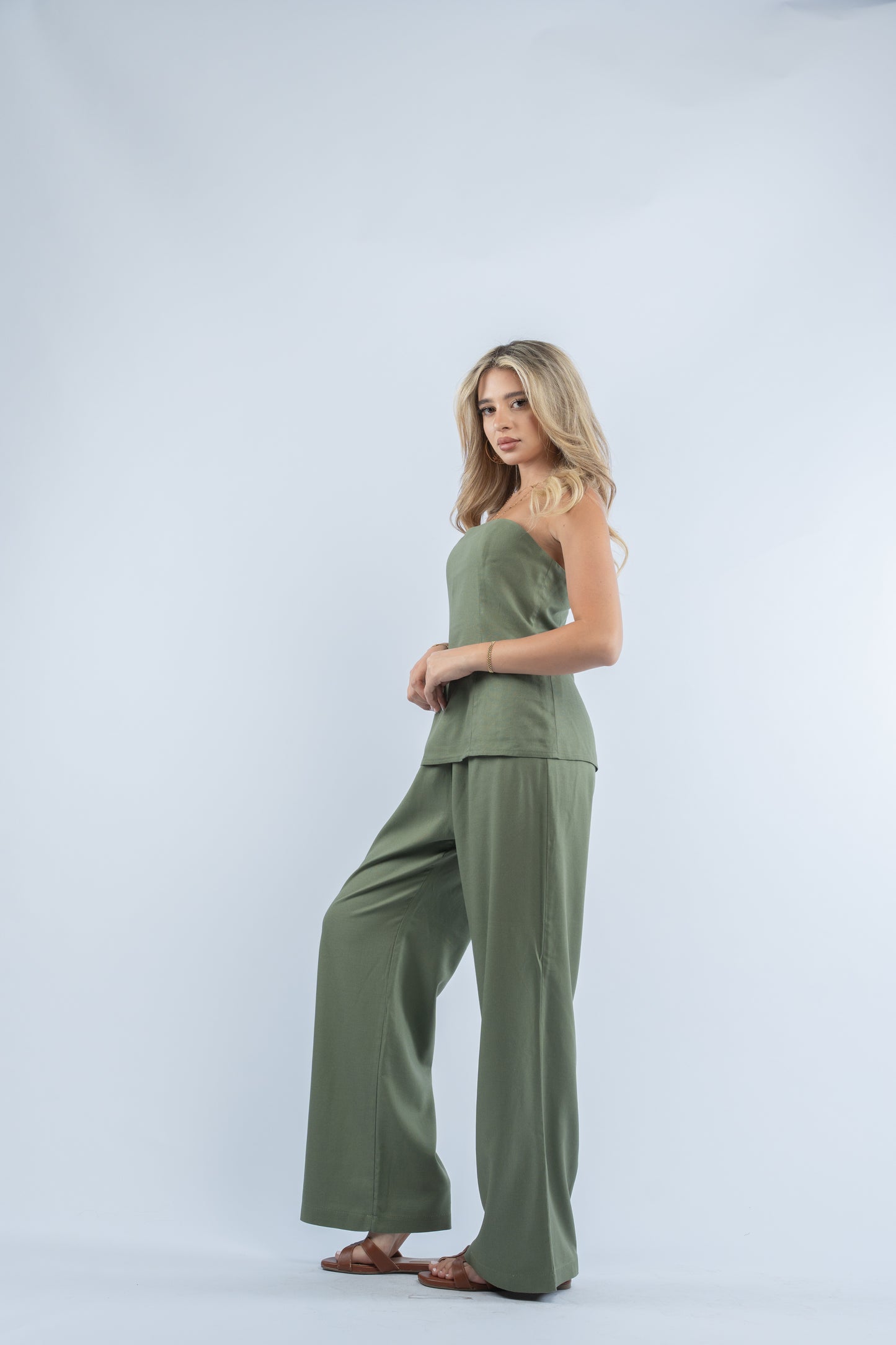 Strapless linen set