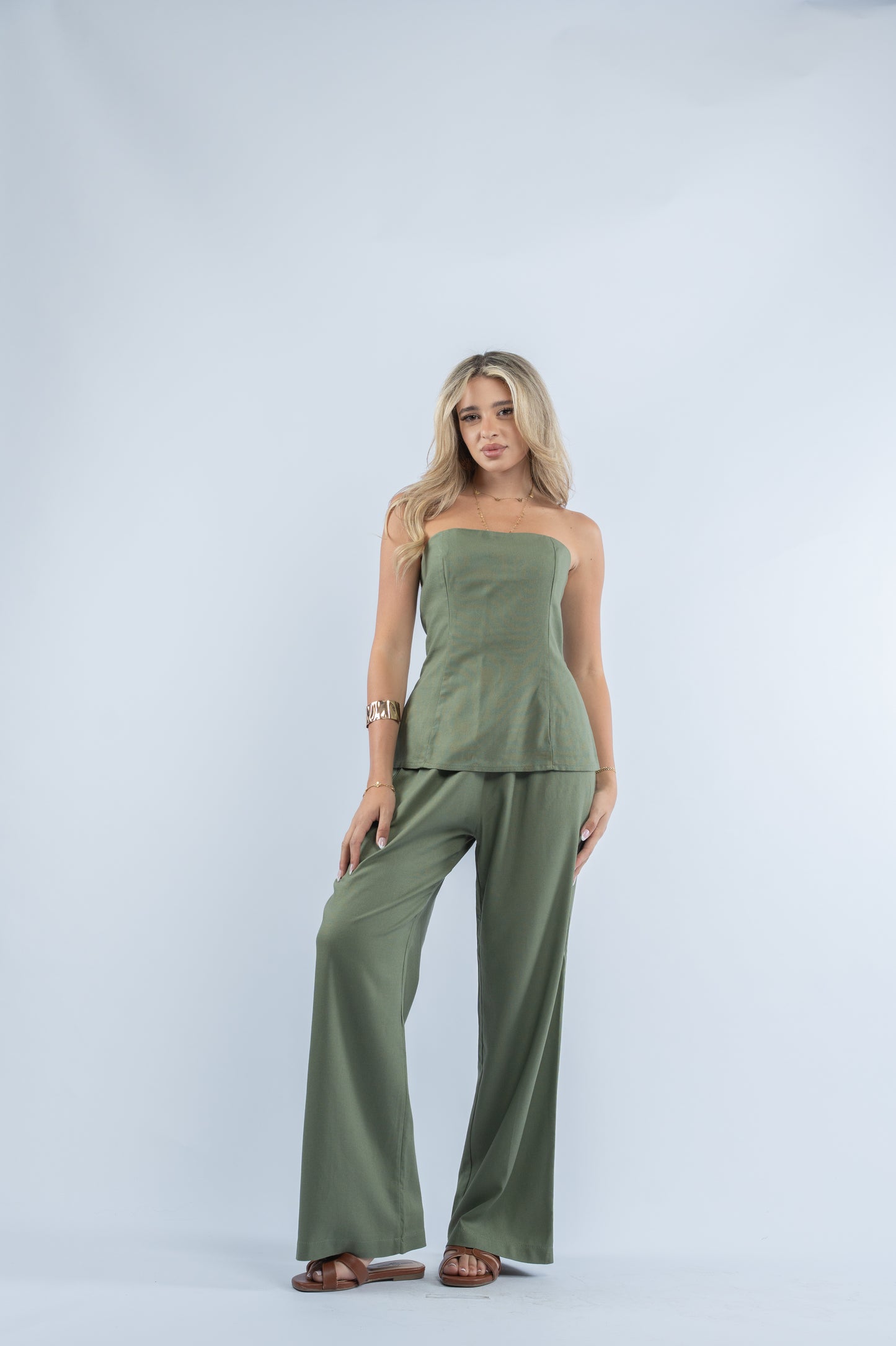 Strapless linen set
