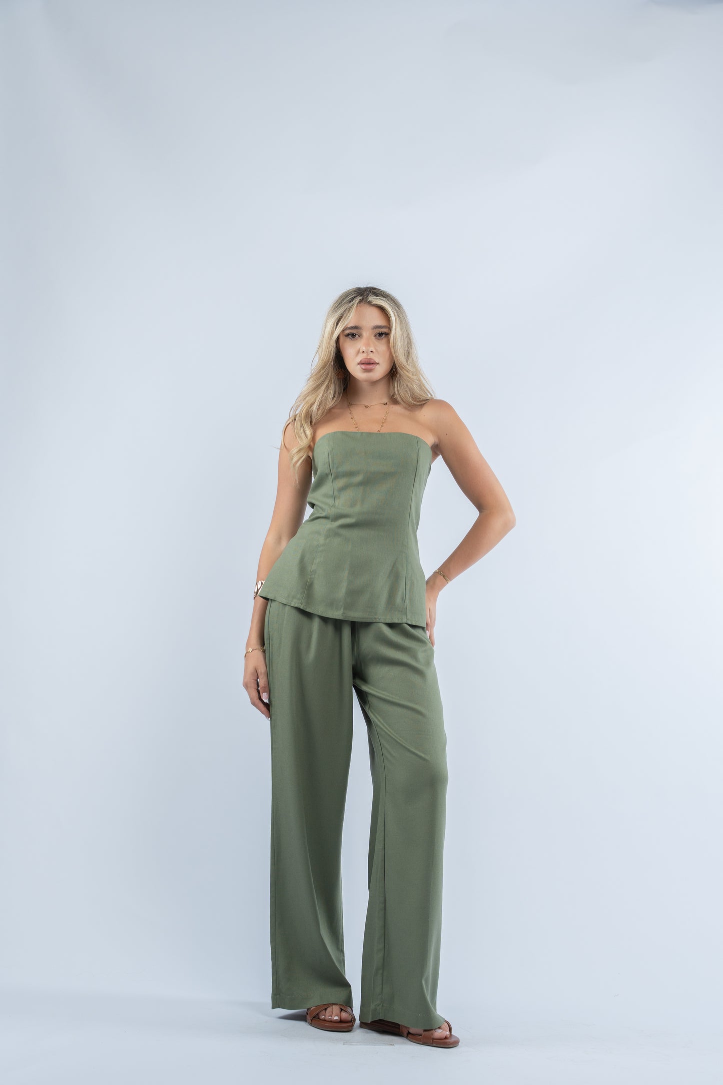 Strapless linen set