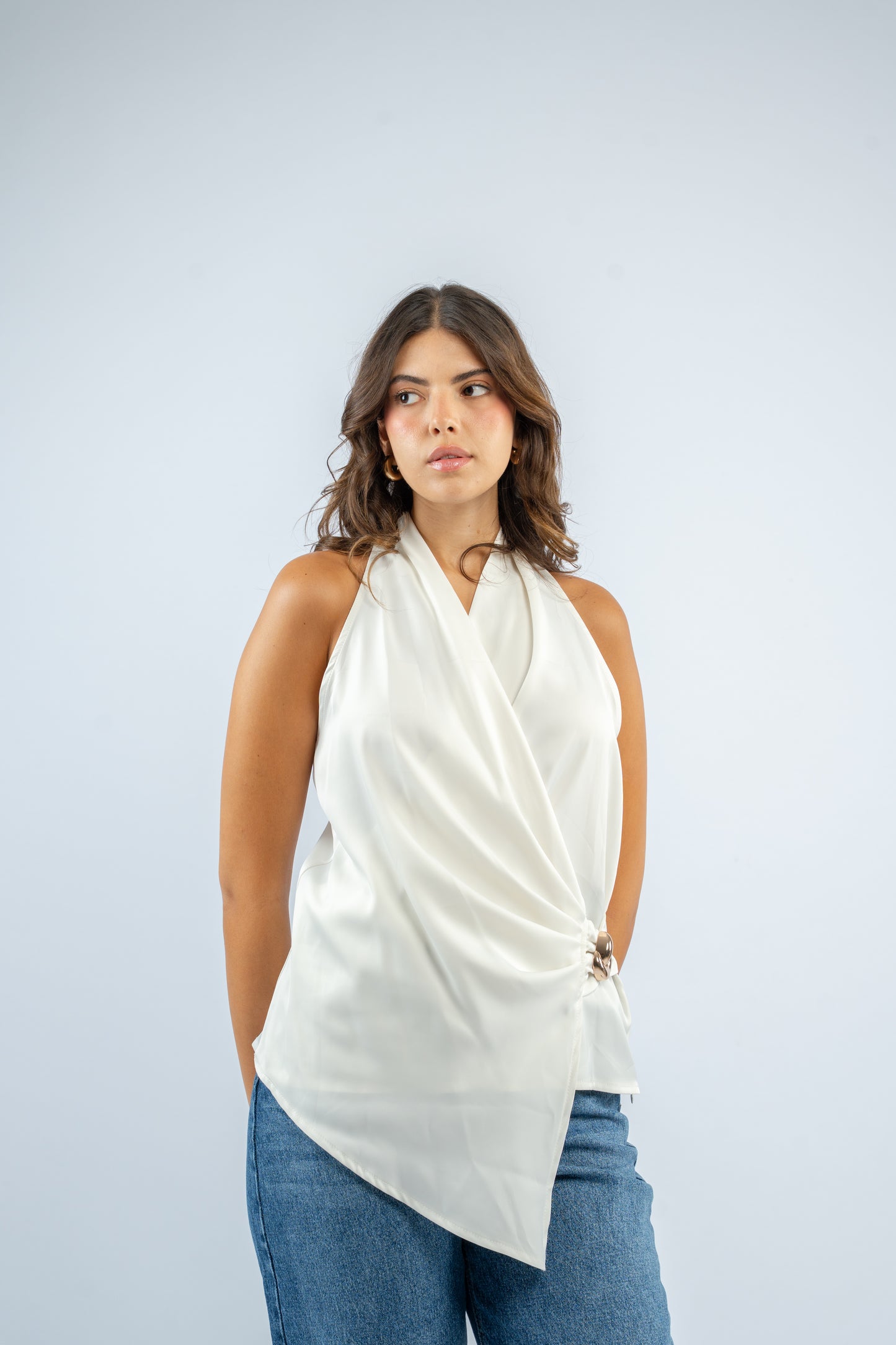 Draped satin top
