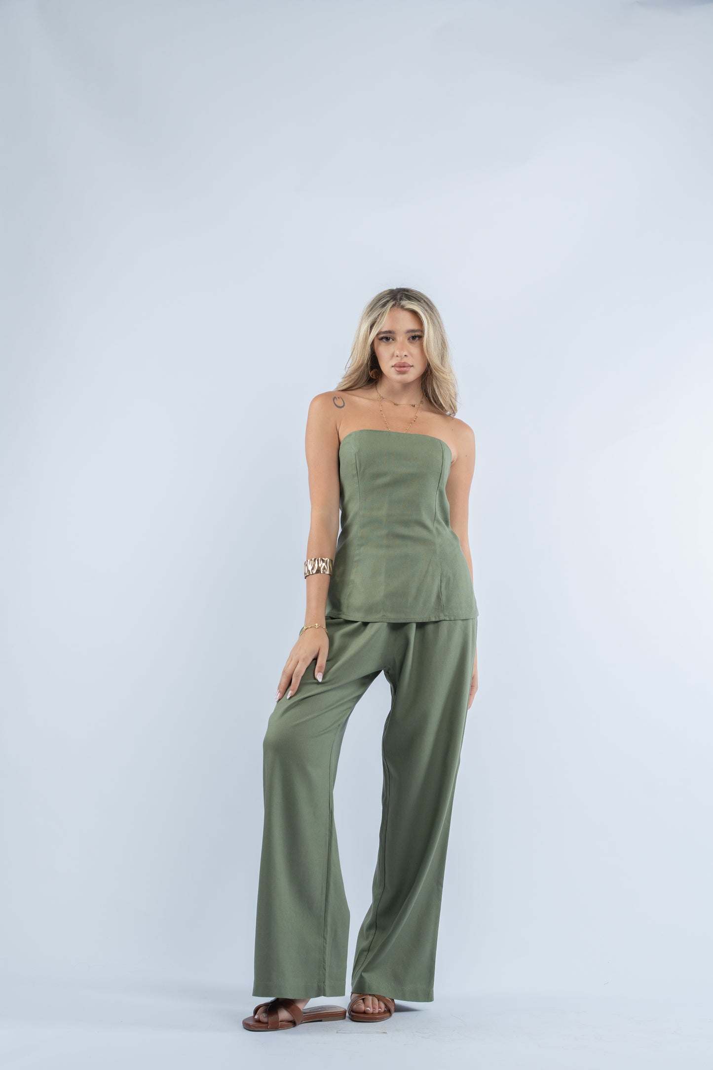 Strapless linen set