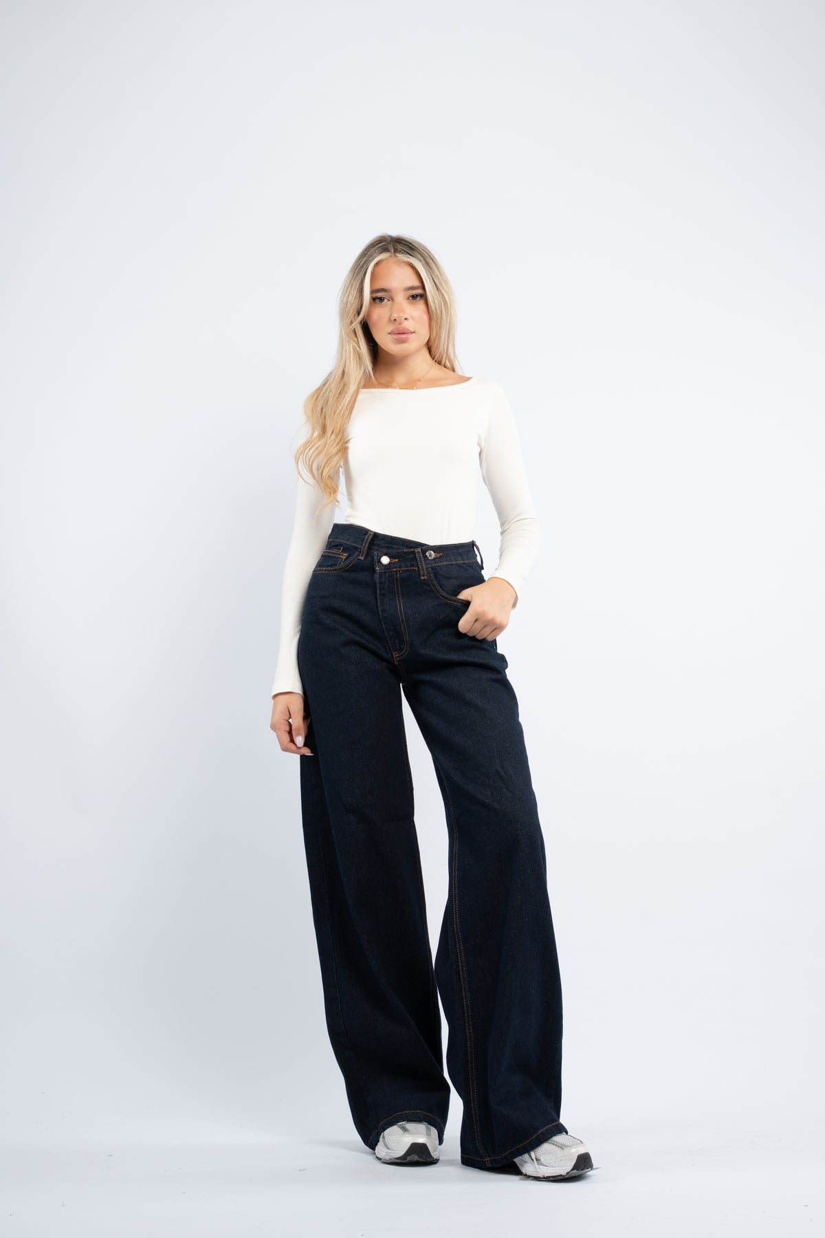 Navy straight fit jeans