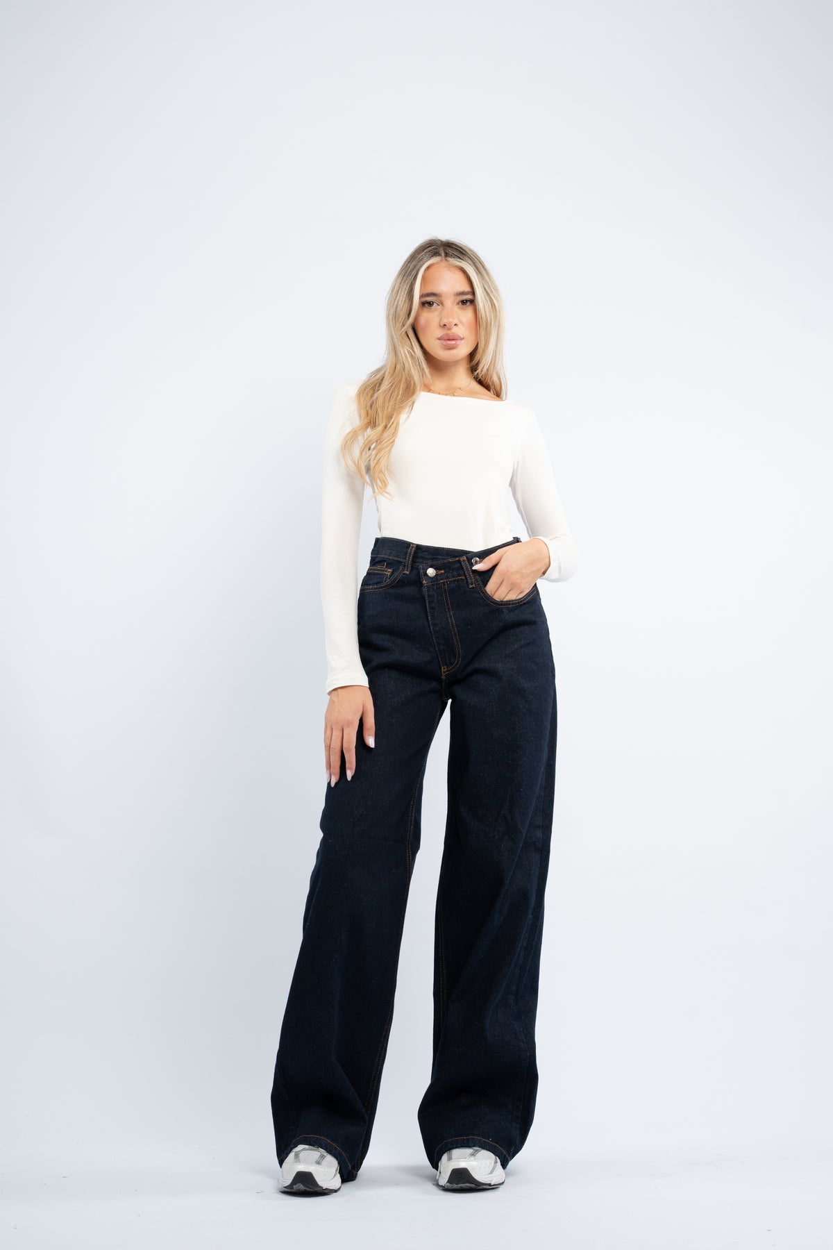 Navy straight fit jeans