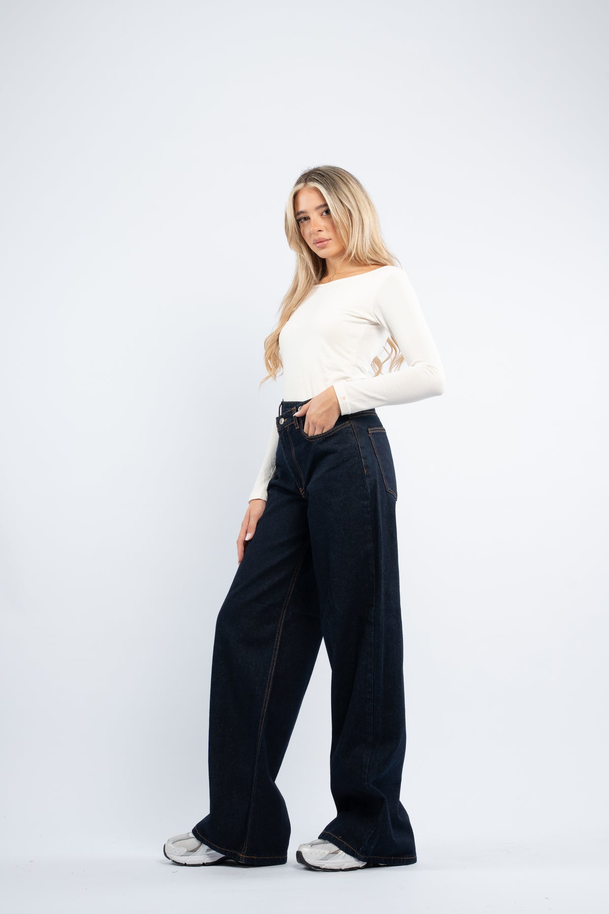 Navy straight fit jeans