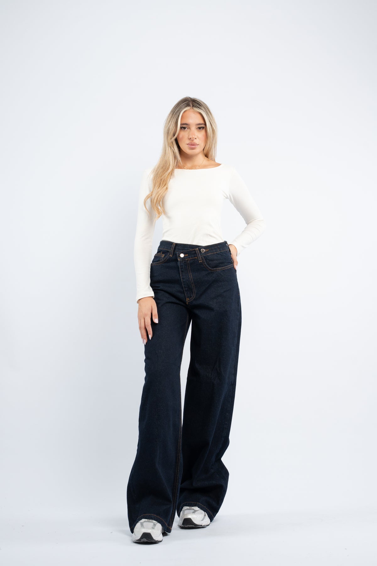 Navy straight fit jeans