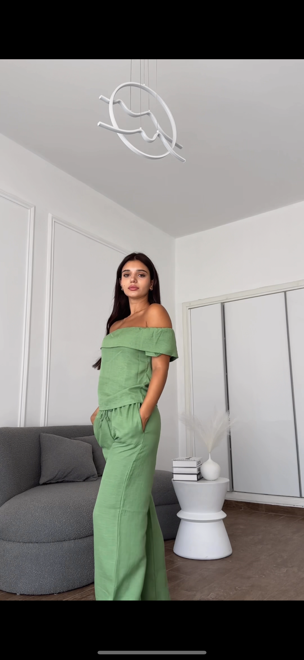 Fully off shoulder linen set