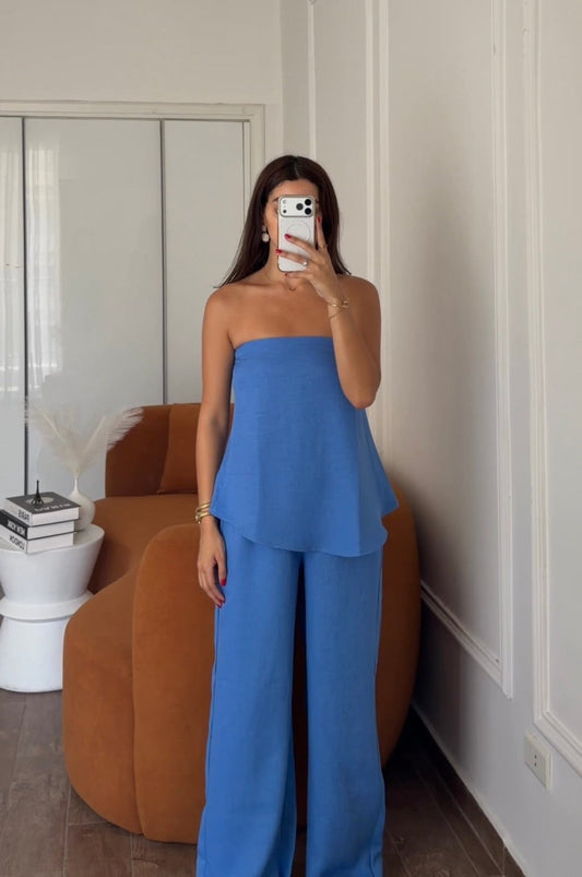 Strapless flow linen set