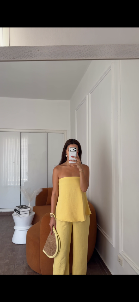 Strapless flow linen set