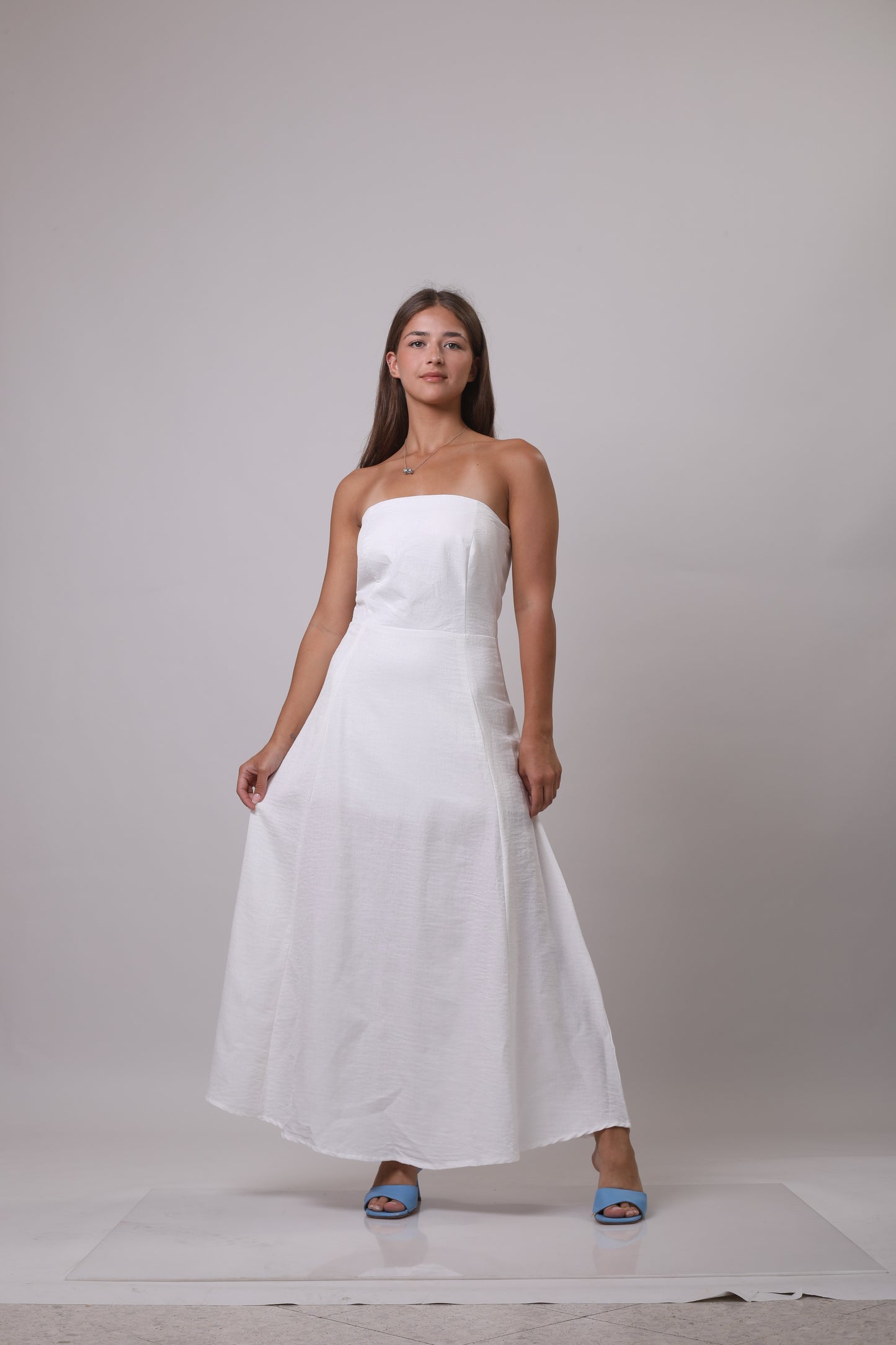 Strapless linen dress
