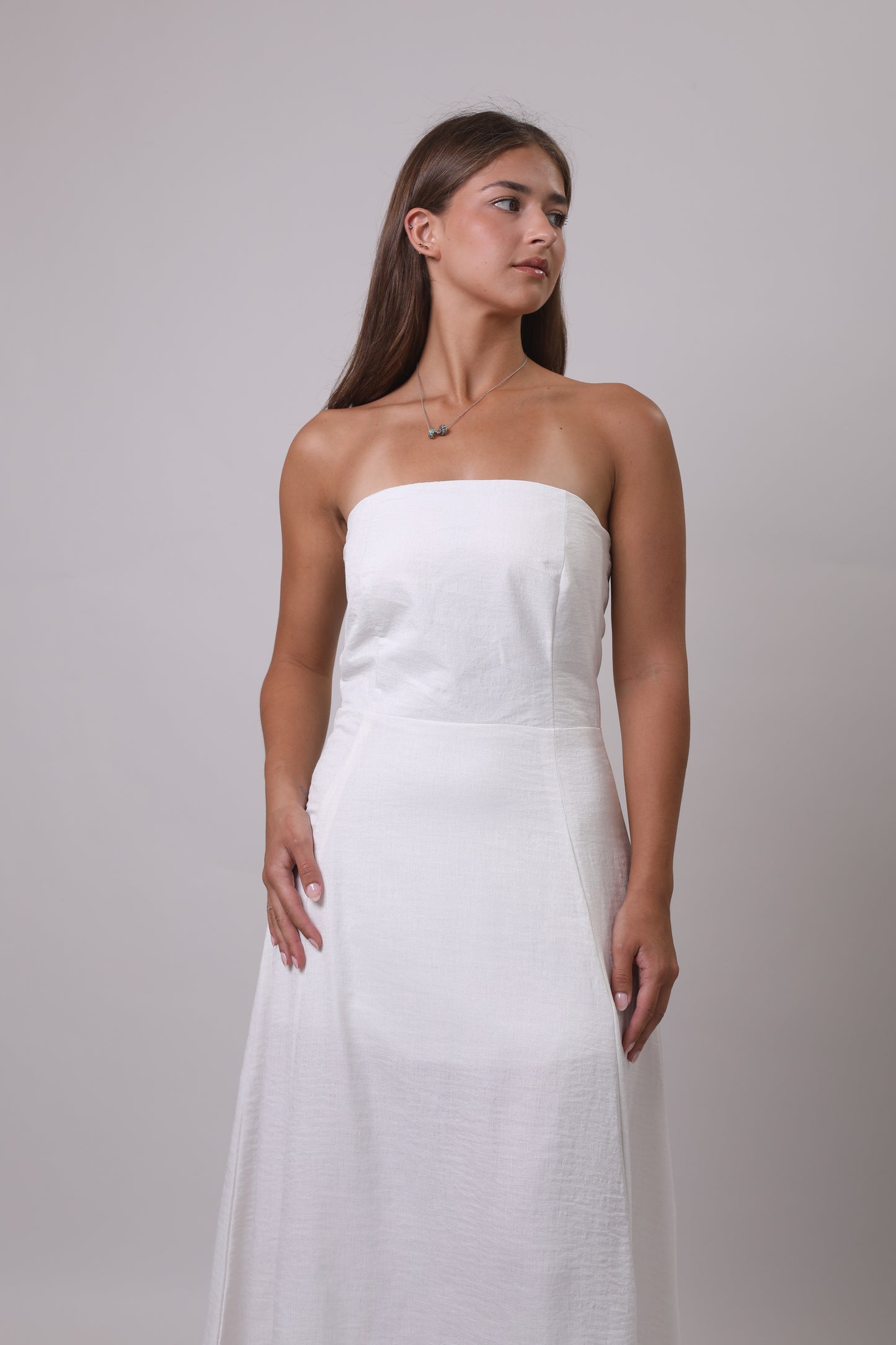 Strapless linen dress