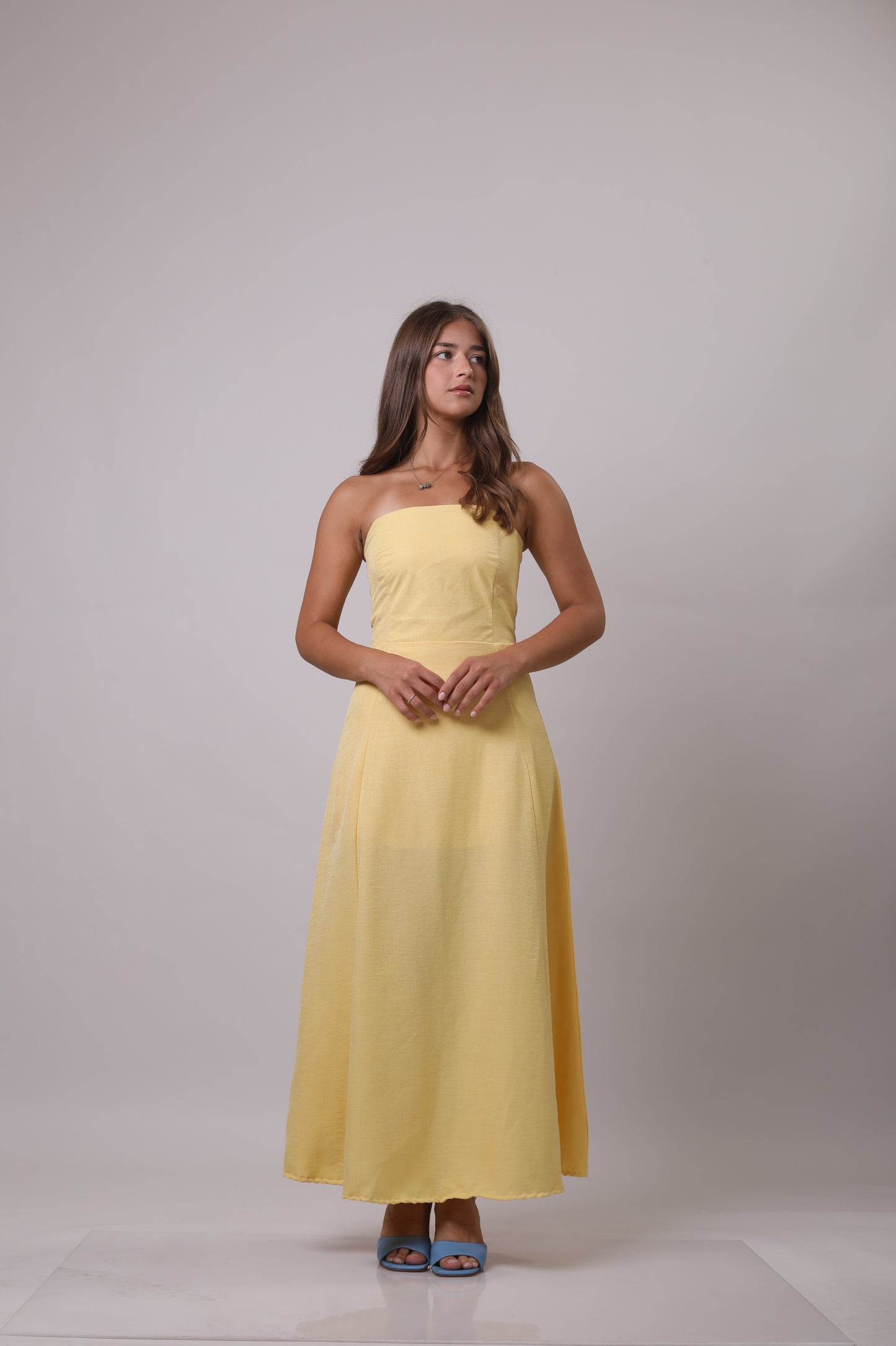 Strapless linen dress