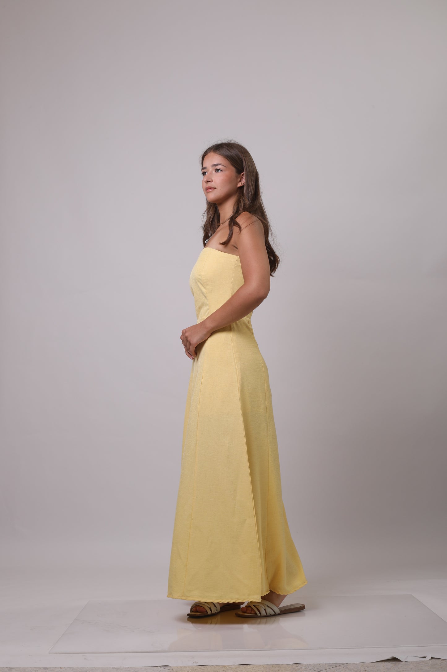 Strapless linen dress