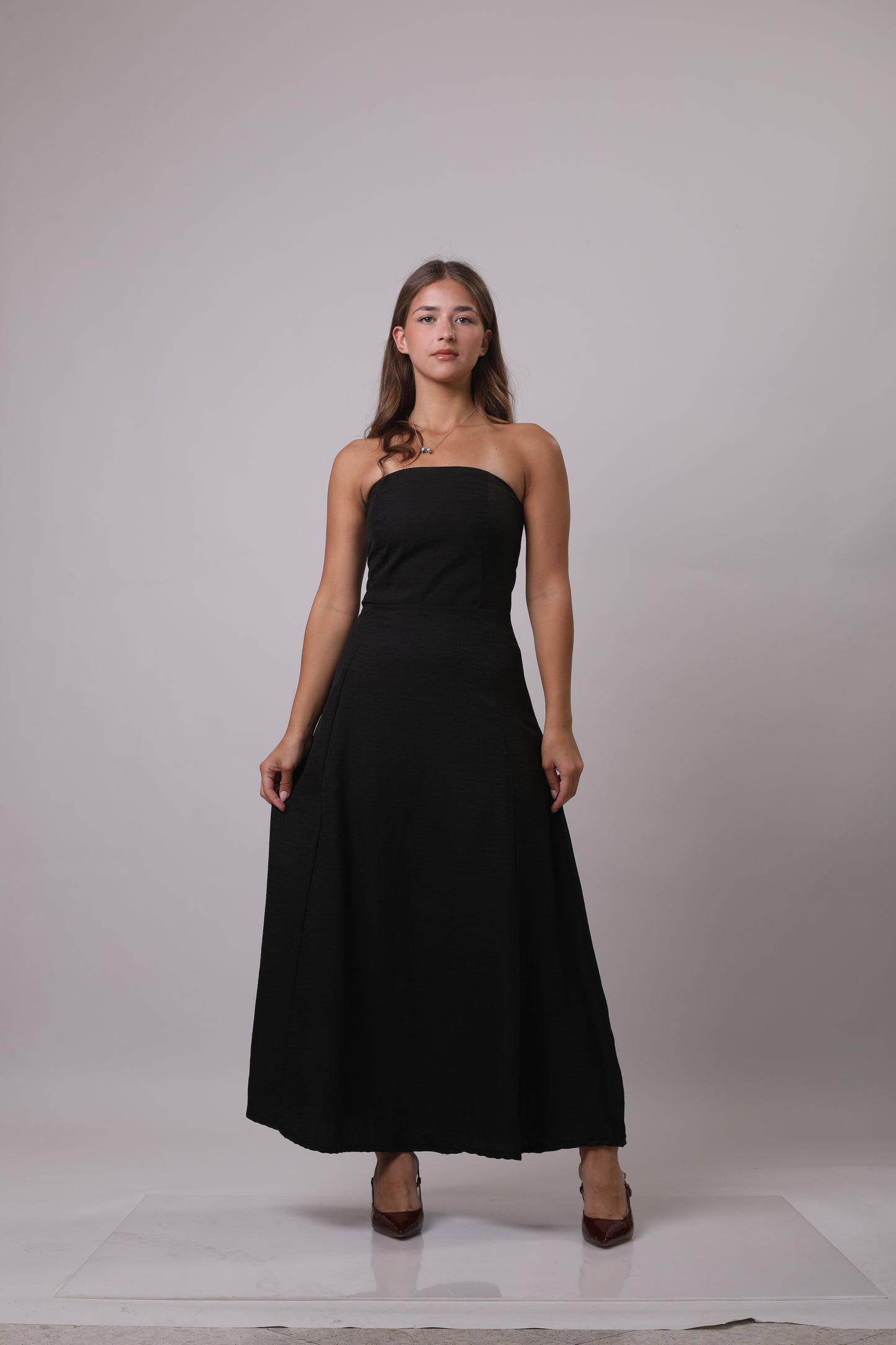 Strapless linen dress