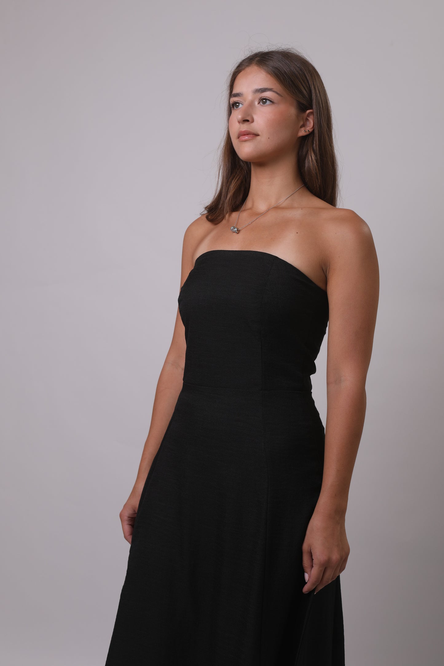 Strapless linen dress