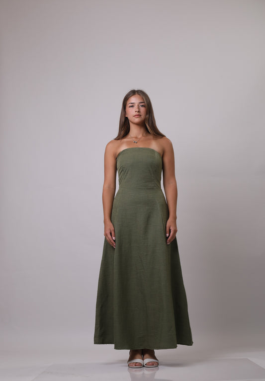 Strapless linen dress