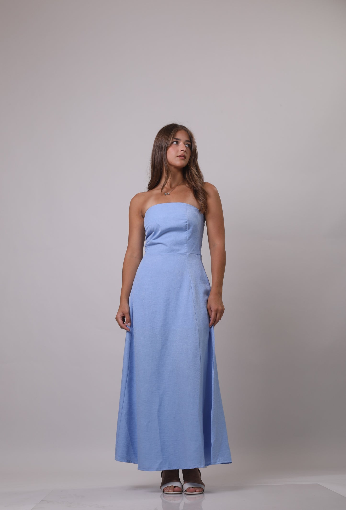 Strapless linen dress
