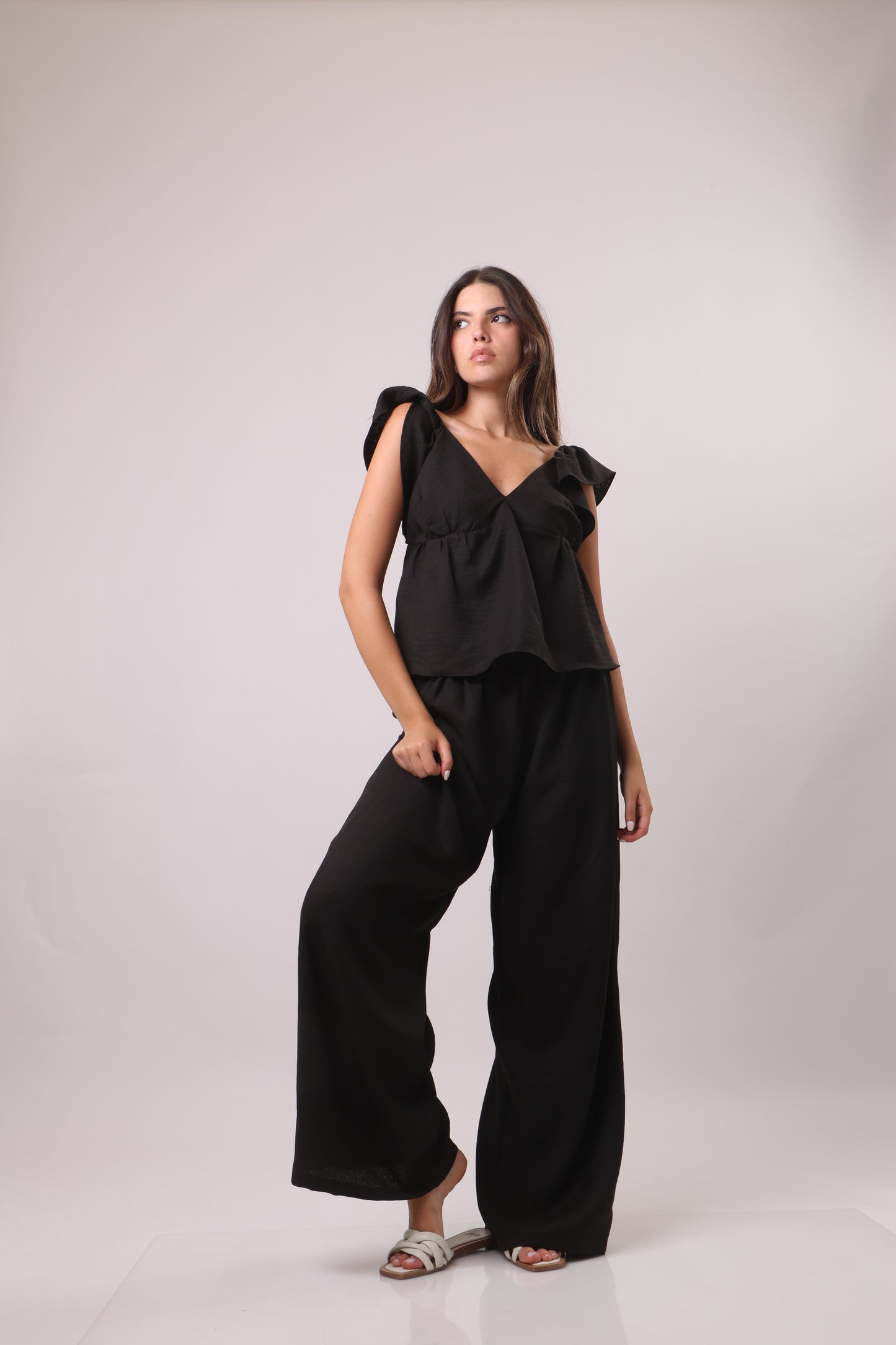 Puff sleeve linen set