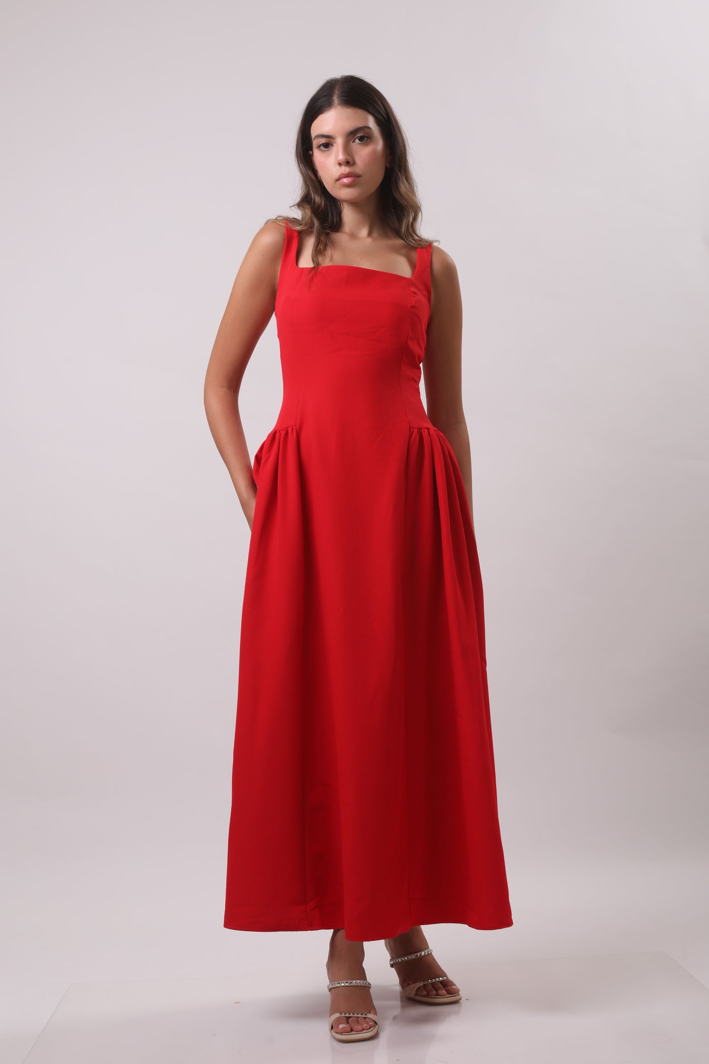 Waist fitted midi dress