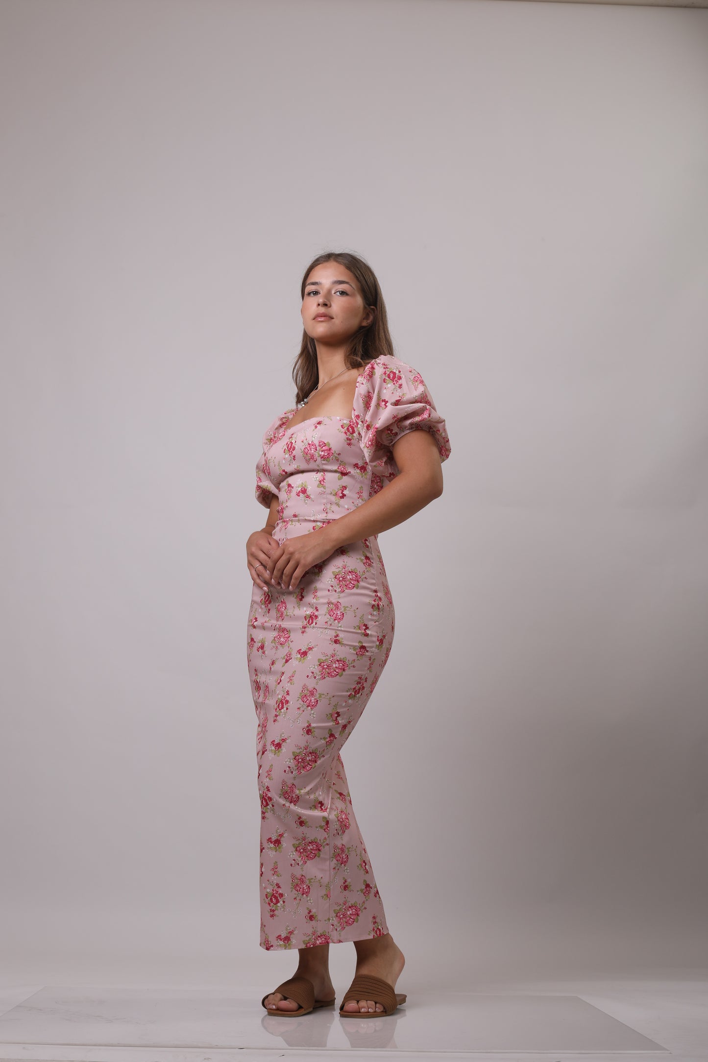 Puff sleeve floral dress
