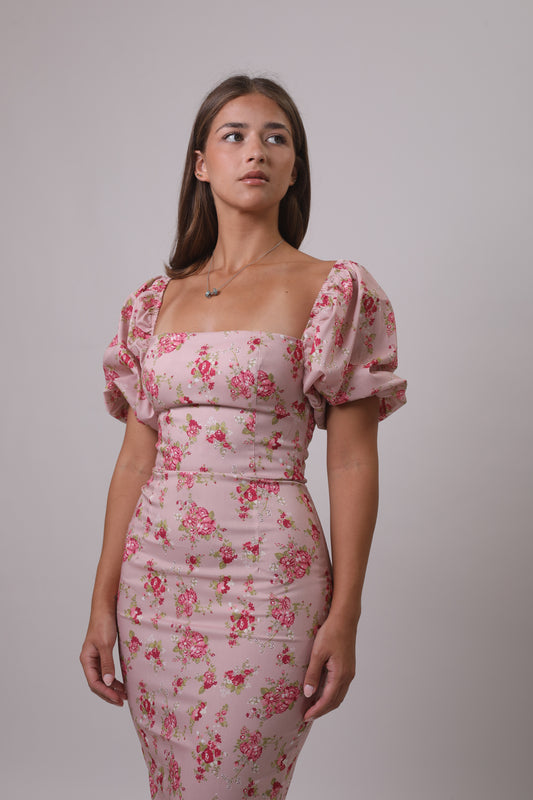Puff sleeve floral dress