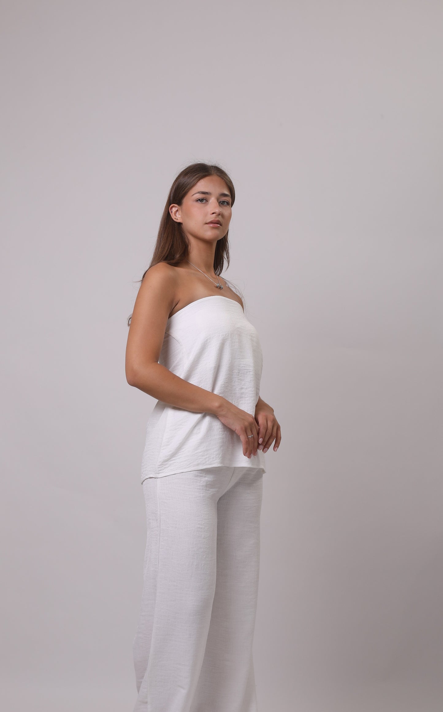 Strapless linen set