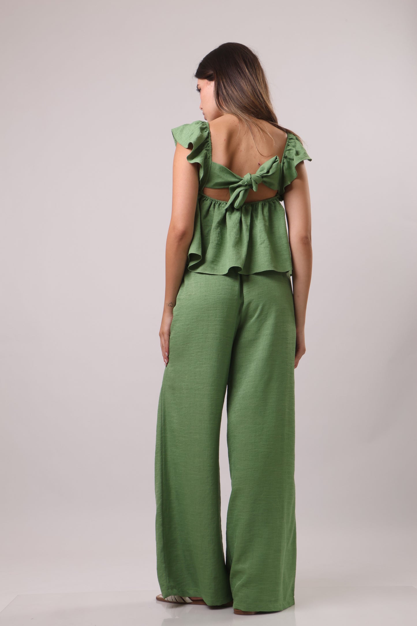Puff sleeve linen set