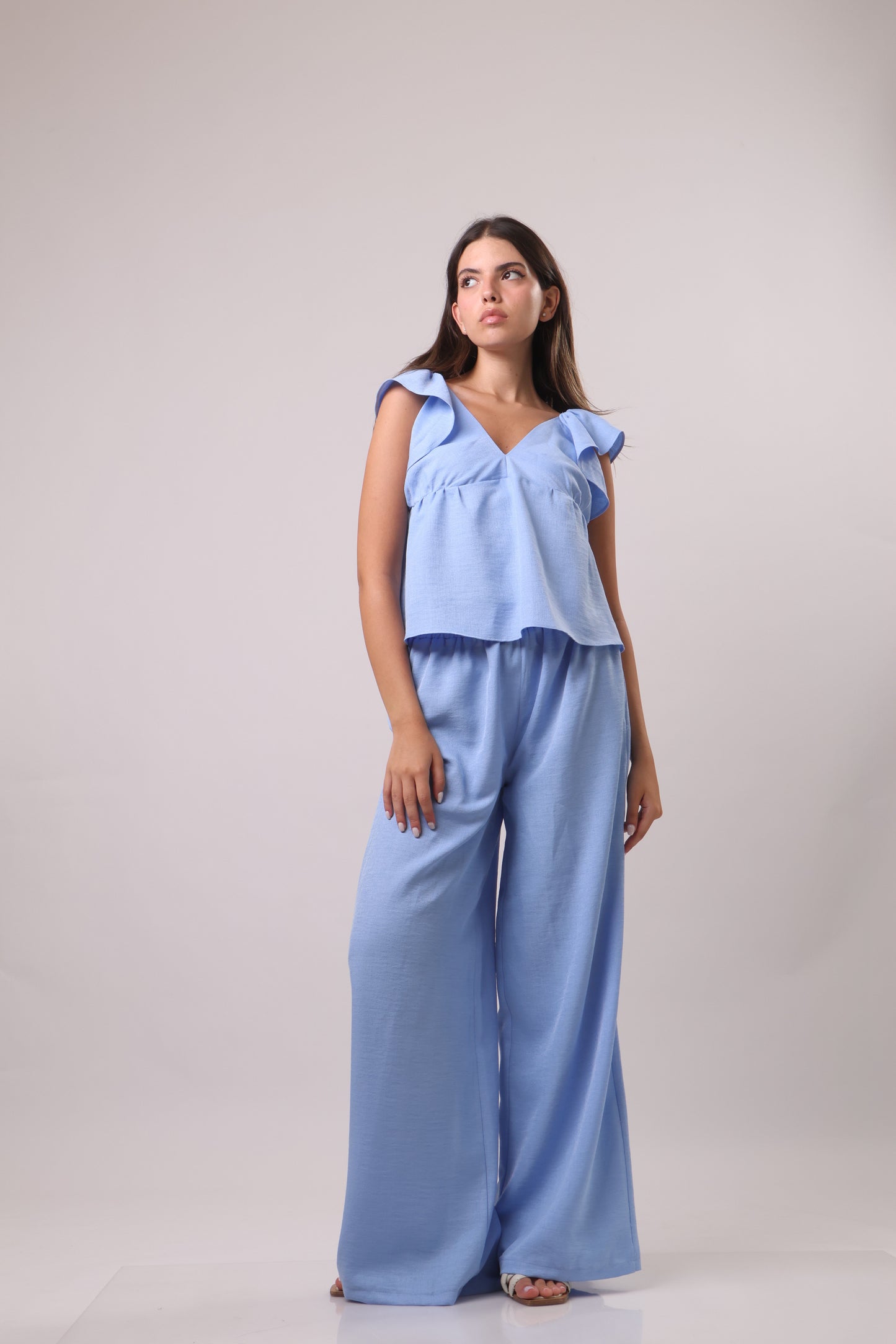 Puff sleeve linen set