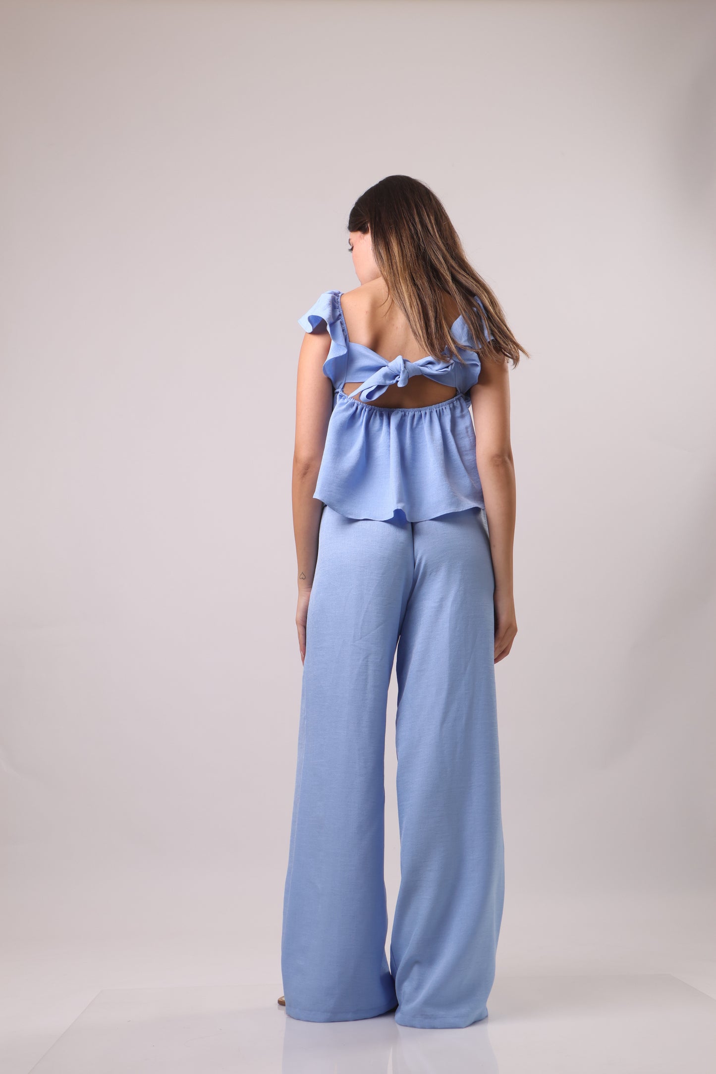 Puff sleeve linen set
