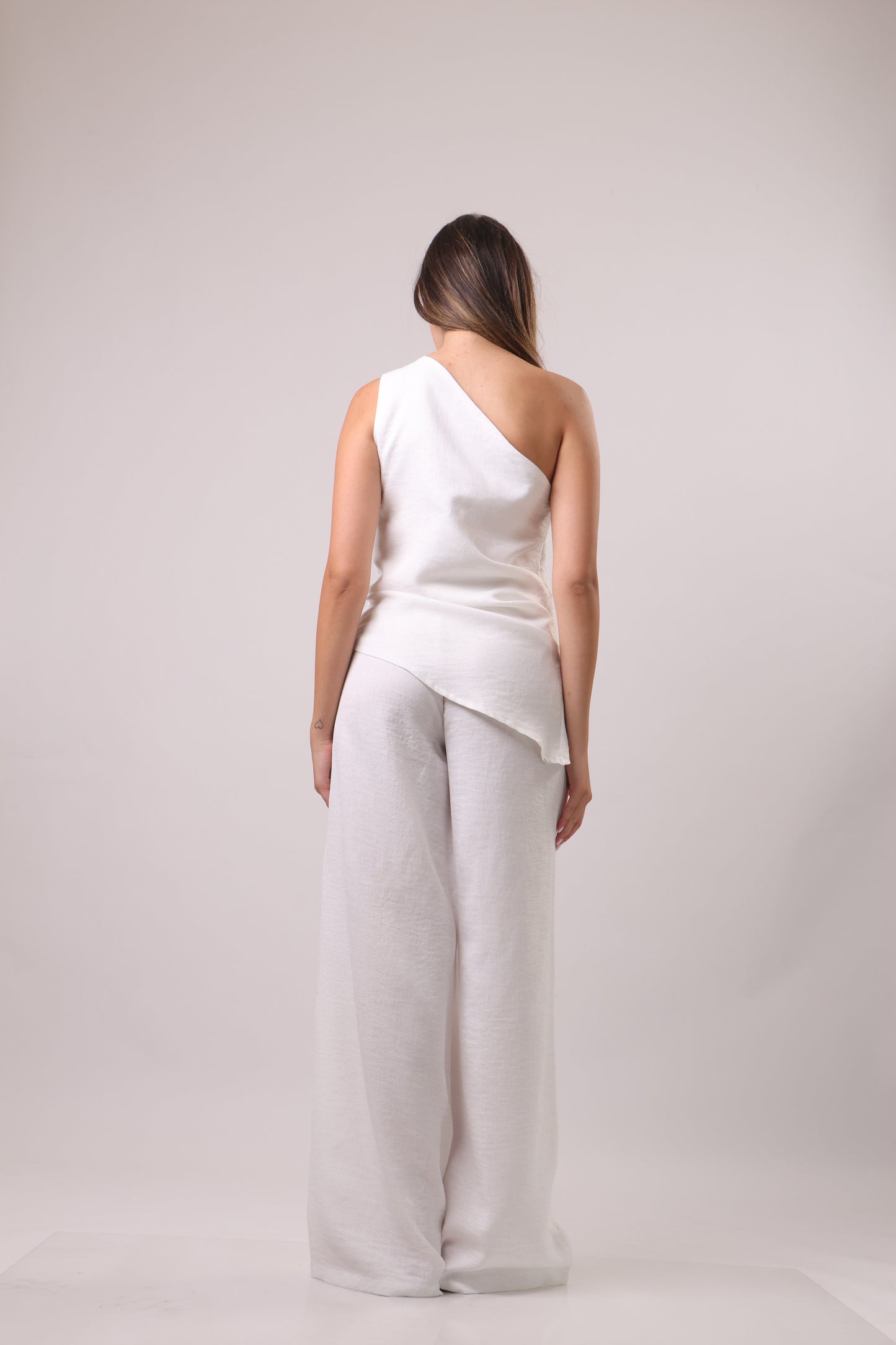 One shoulder linen set