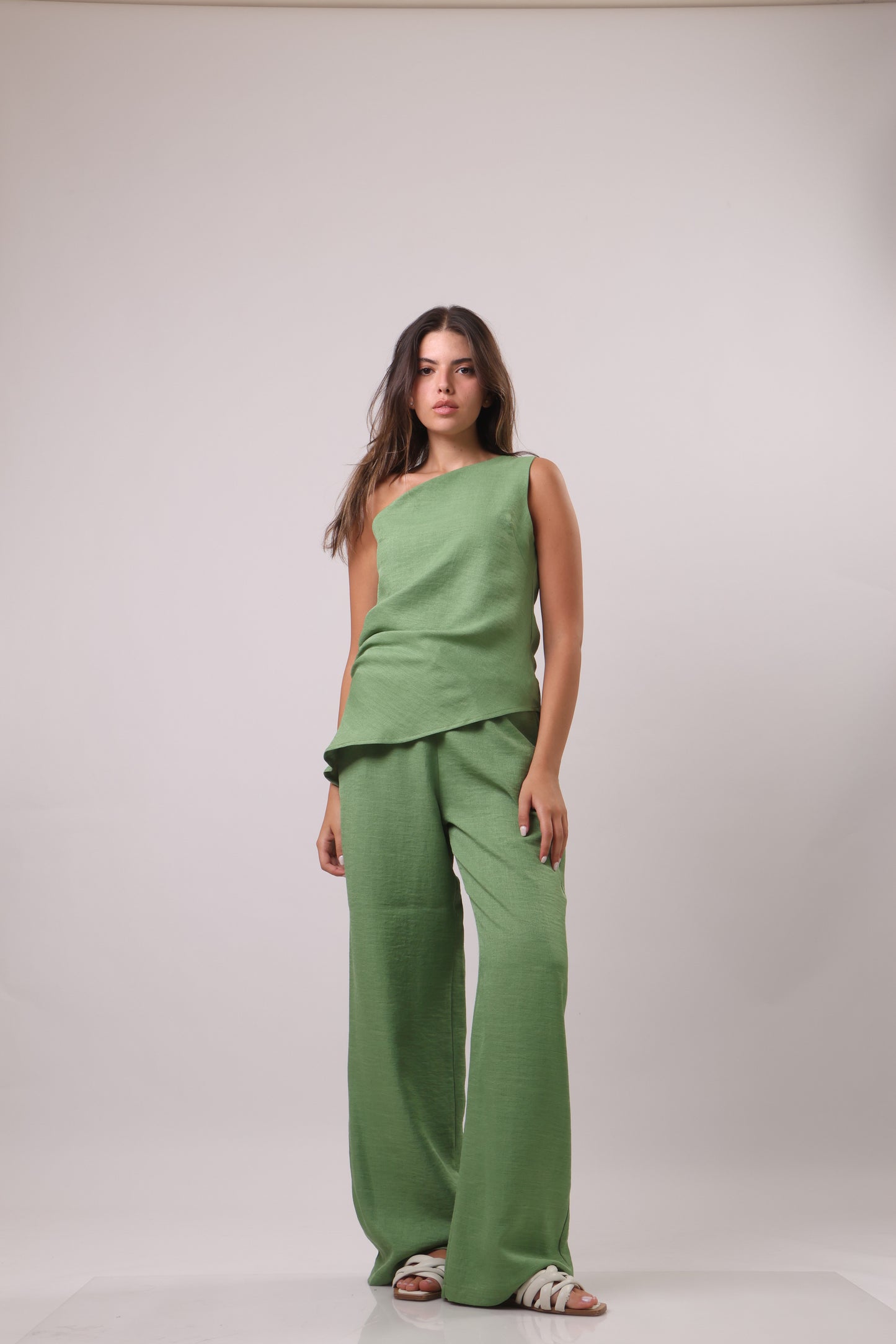 One shoulder linen set