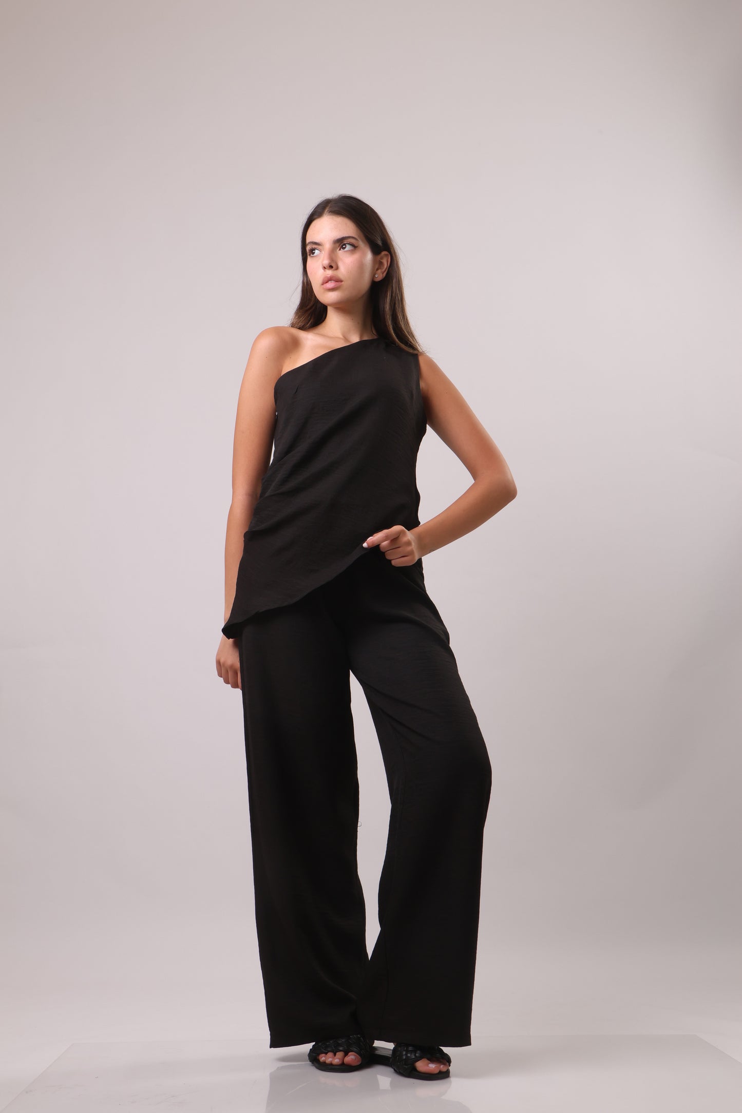 One shoulder linen set