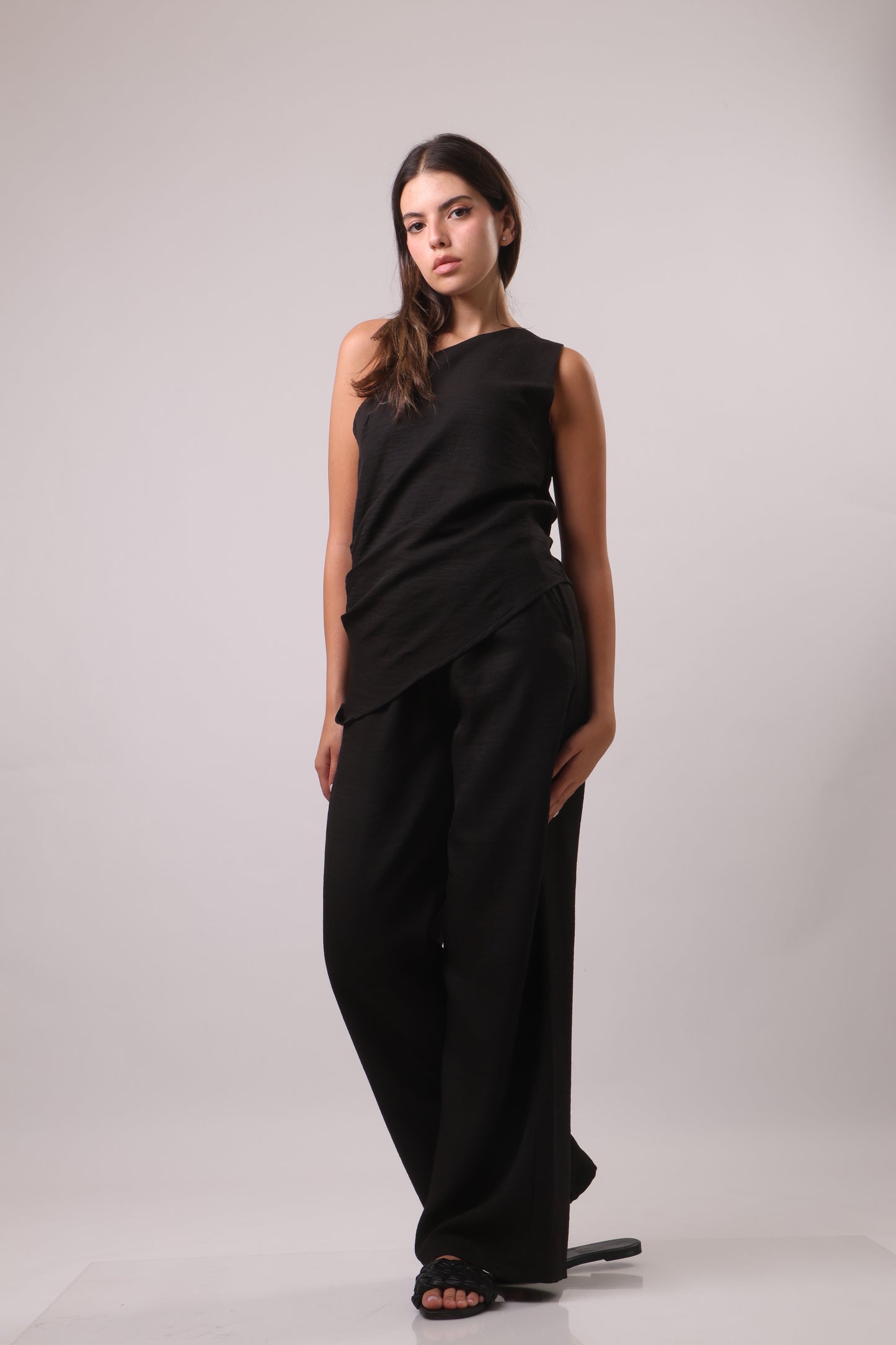 One shoulder linen set