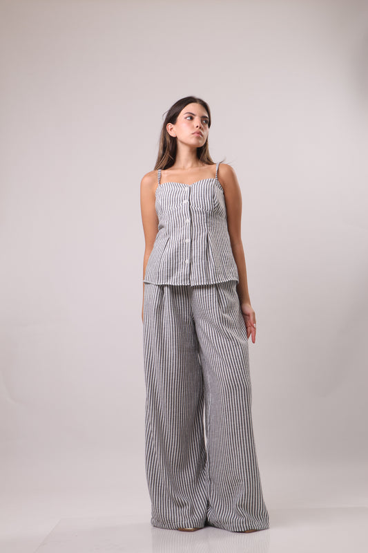 Button up striped set