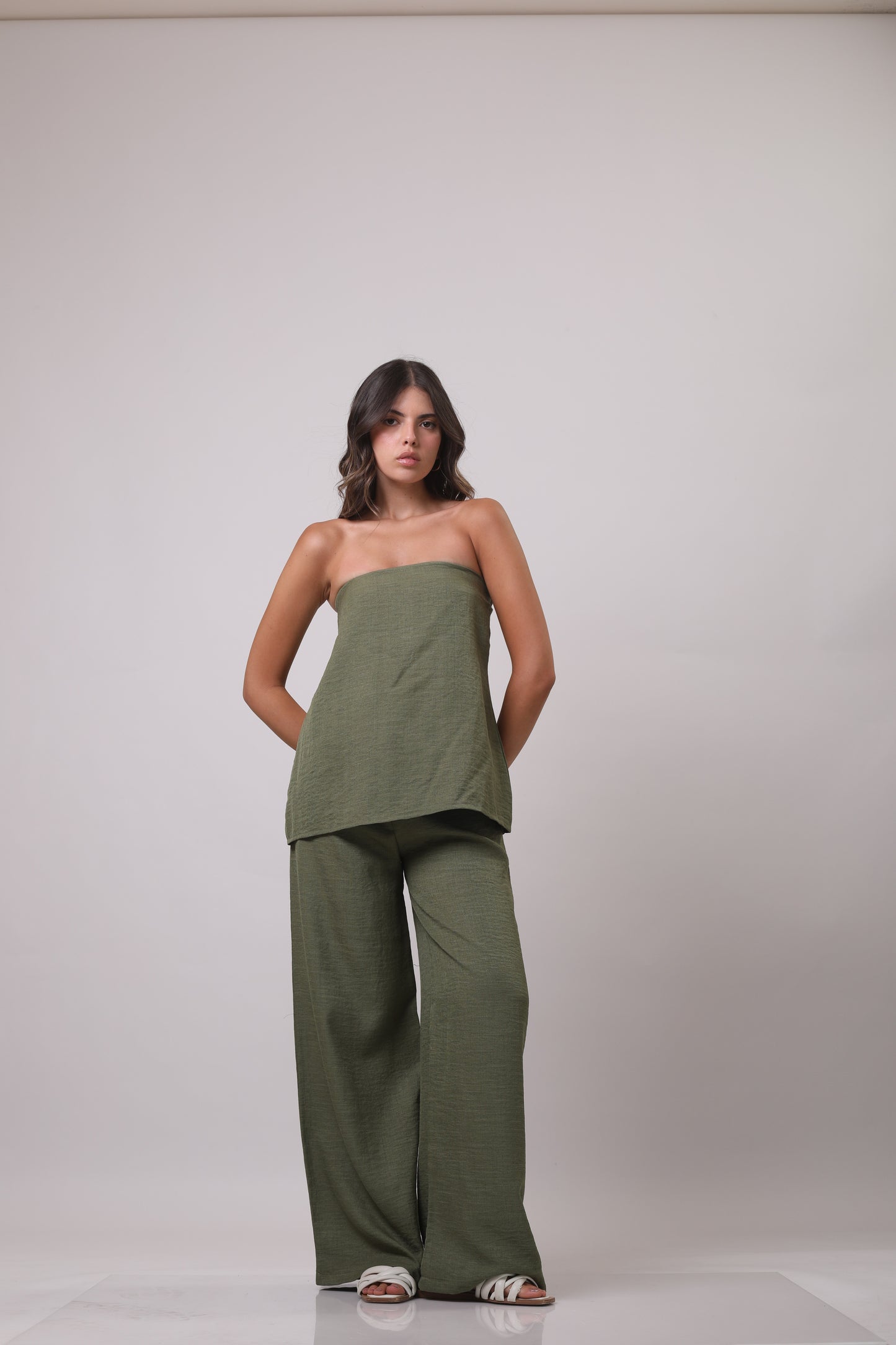 Strapless linen set